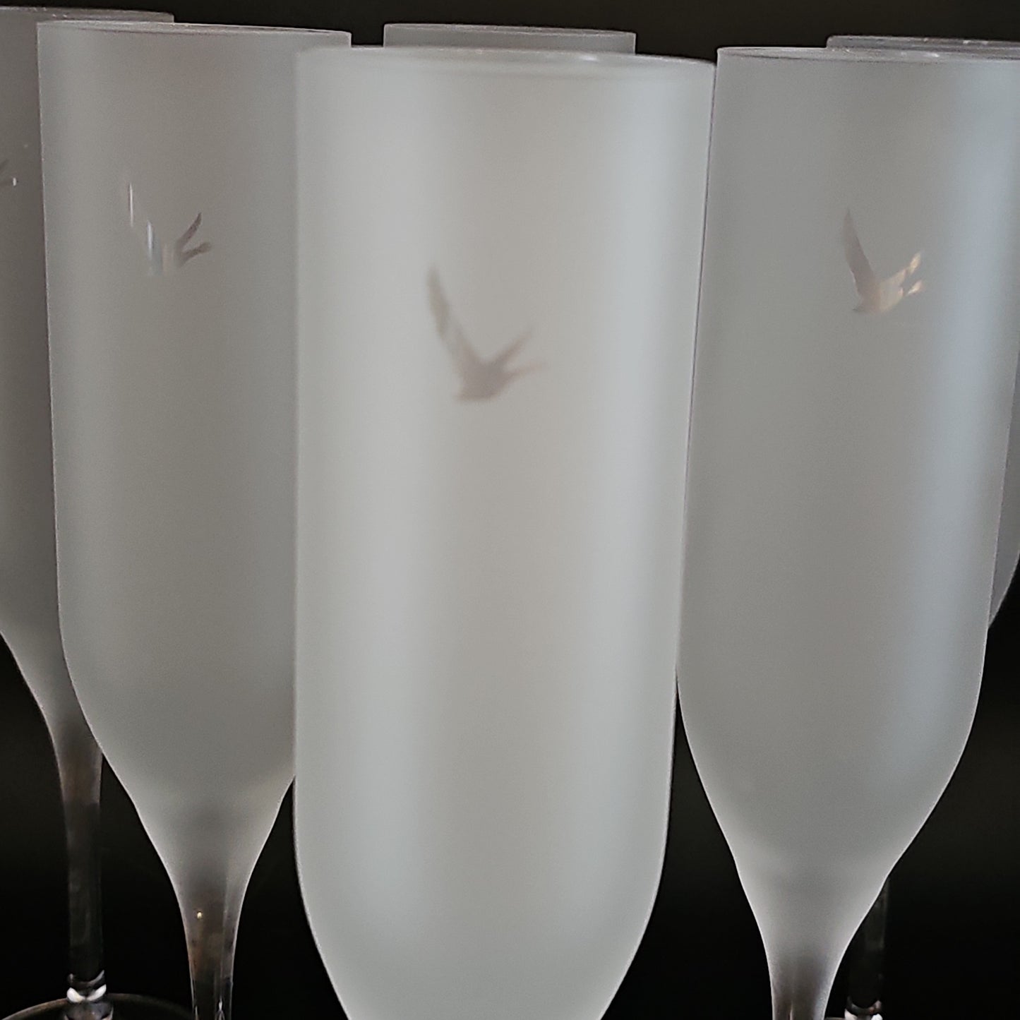 Set of 6 Grey Goose Frosted Crystal Champagne flutes
