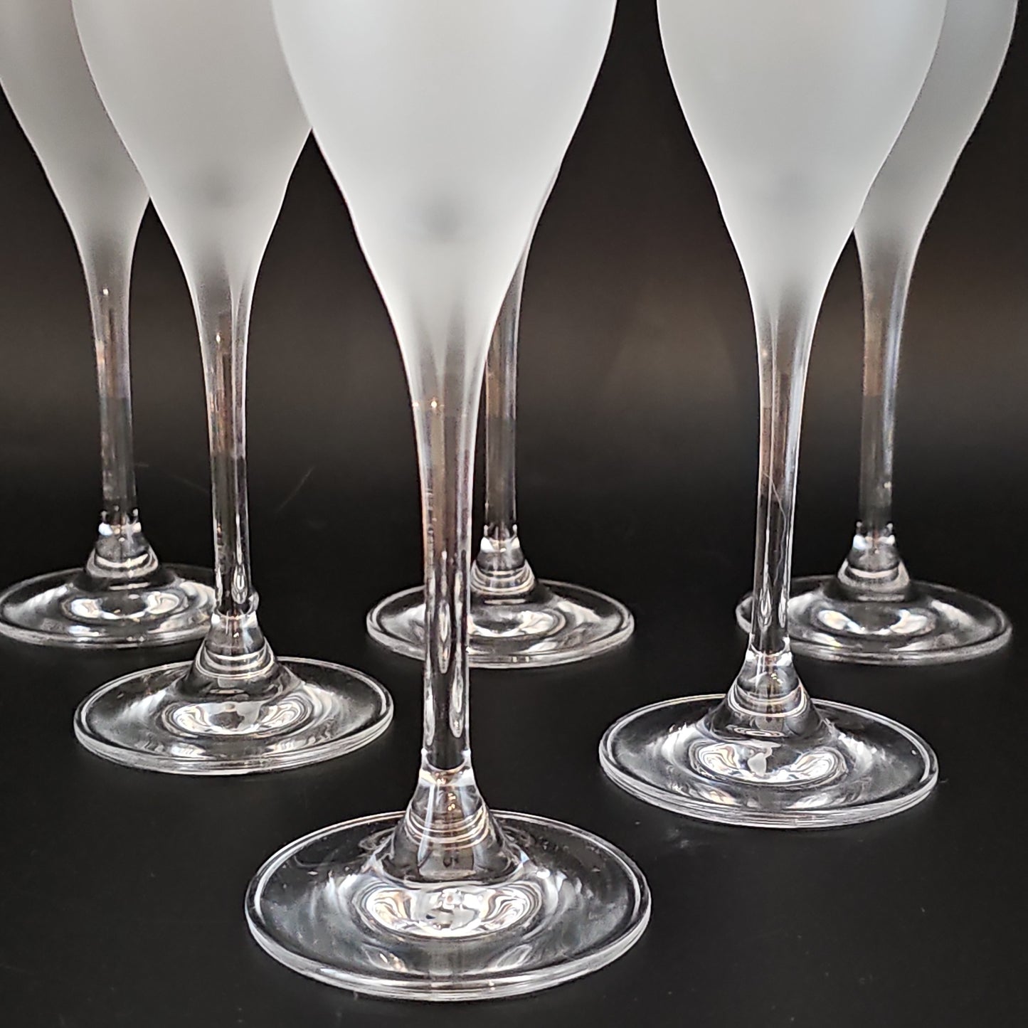 Set of 6 Grey Goose Frosted Crystal Champagne flutes