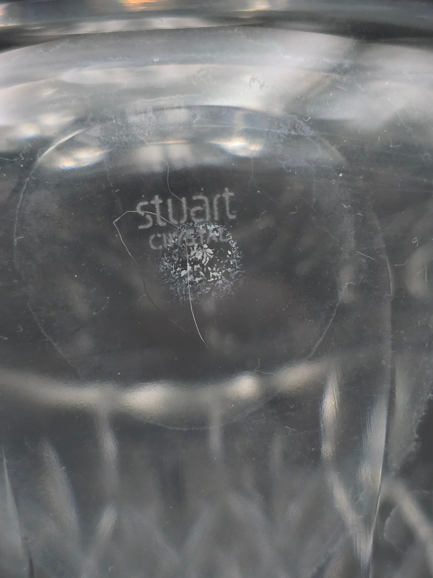 Stuart Crystal Linear Unusual Side Rest Diamond Cut Glass Wine Decanter