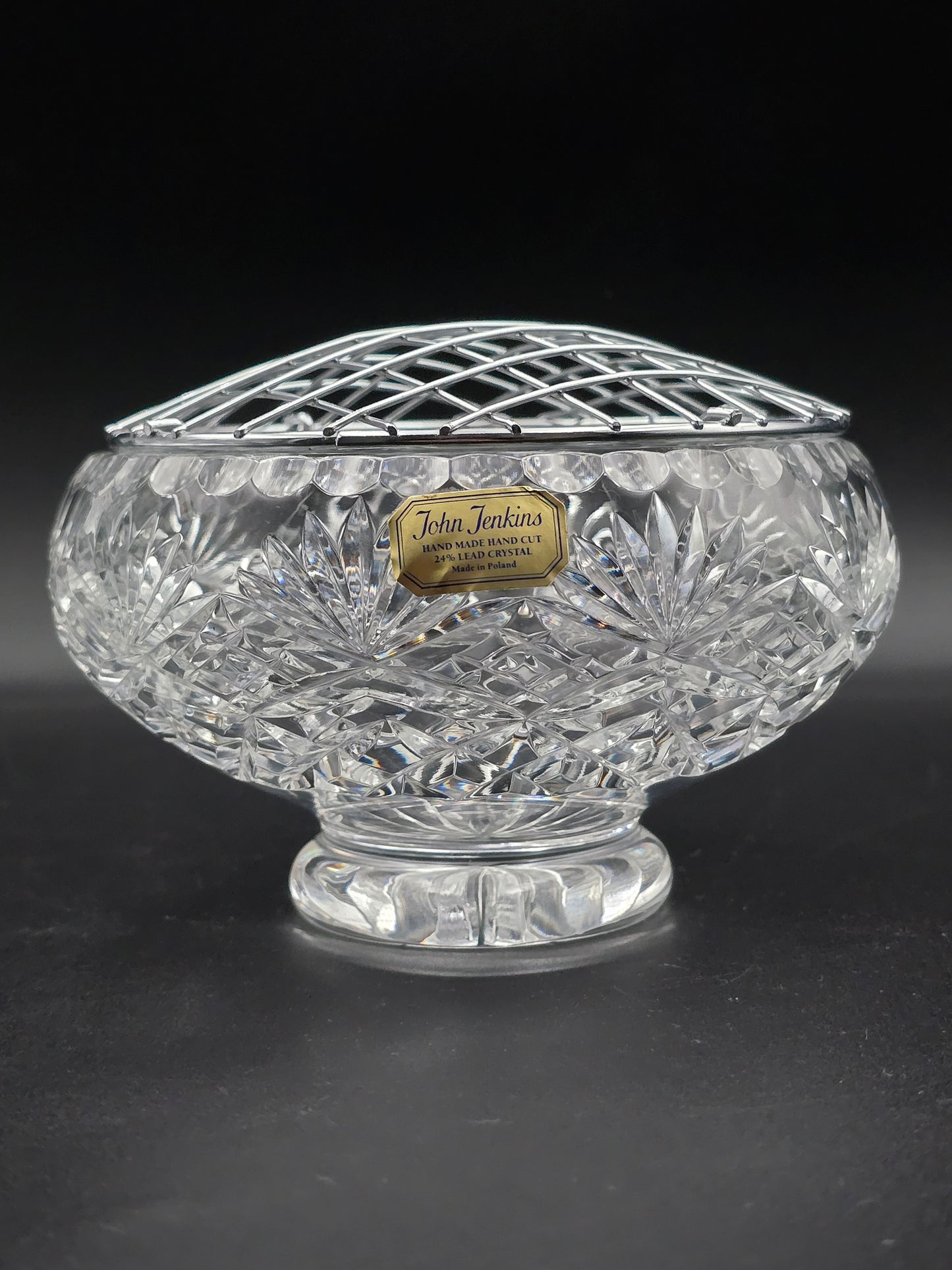 Hand-Cut Crystal Rose Bowl by John Jenkins – 6" Posy Vase – Polish 24% Lead Crystal with Star Base