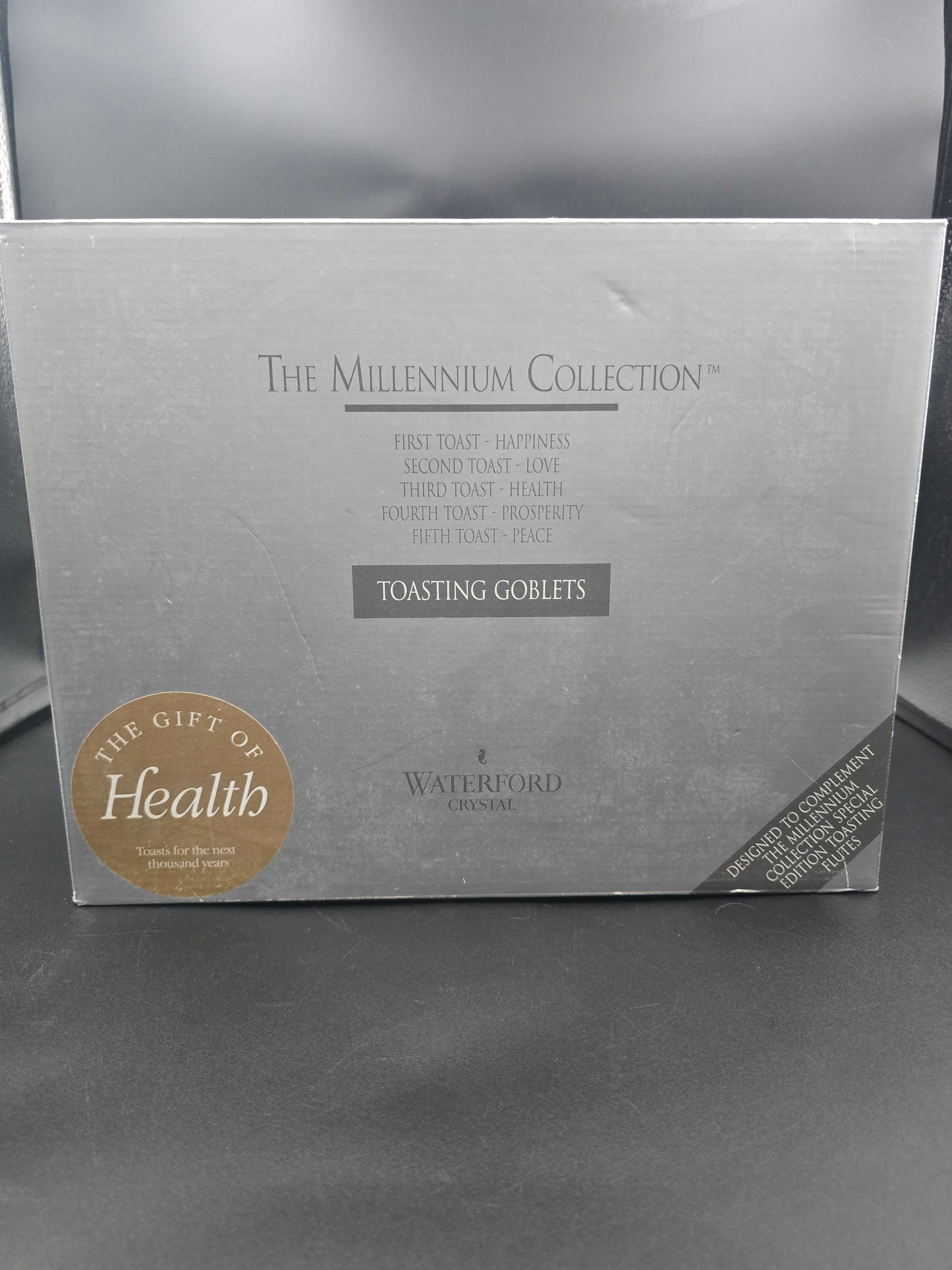 Waterford Crystal The Millennium Collection Toasting Goblets Pair. Third Toast - Health. Boxed.