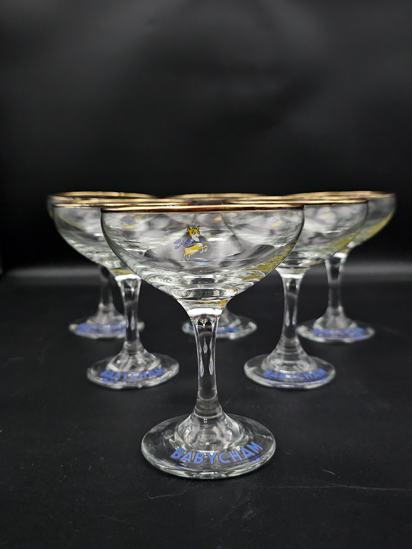 Set of 6 1970's Vintage Babycham coupes