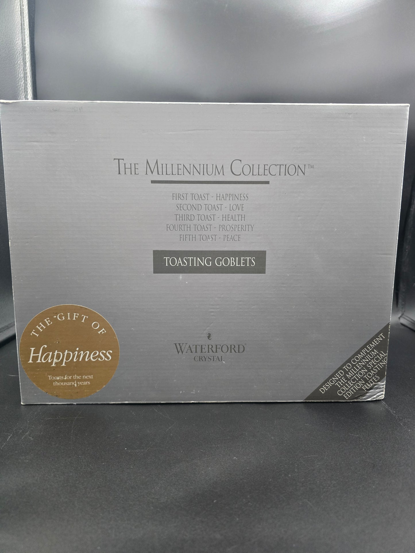 Waterford Crystal The Millennium Collection Toasting Goblets Pair. First Toast - Happiness. Boxed.