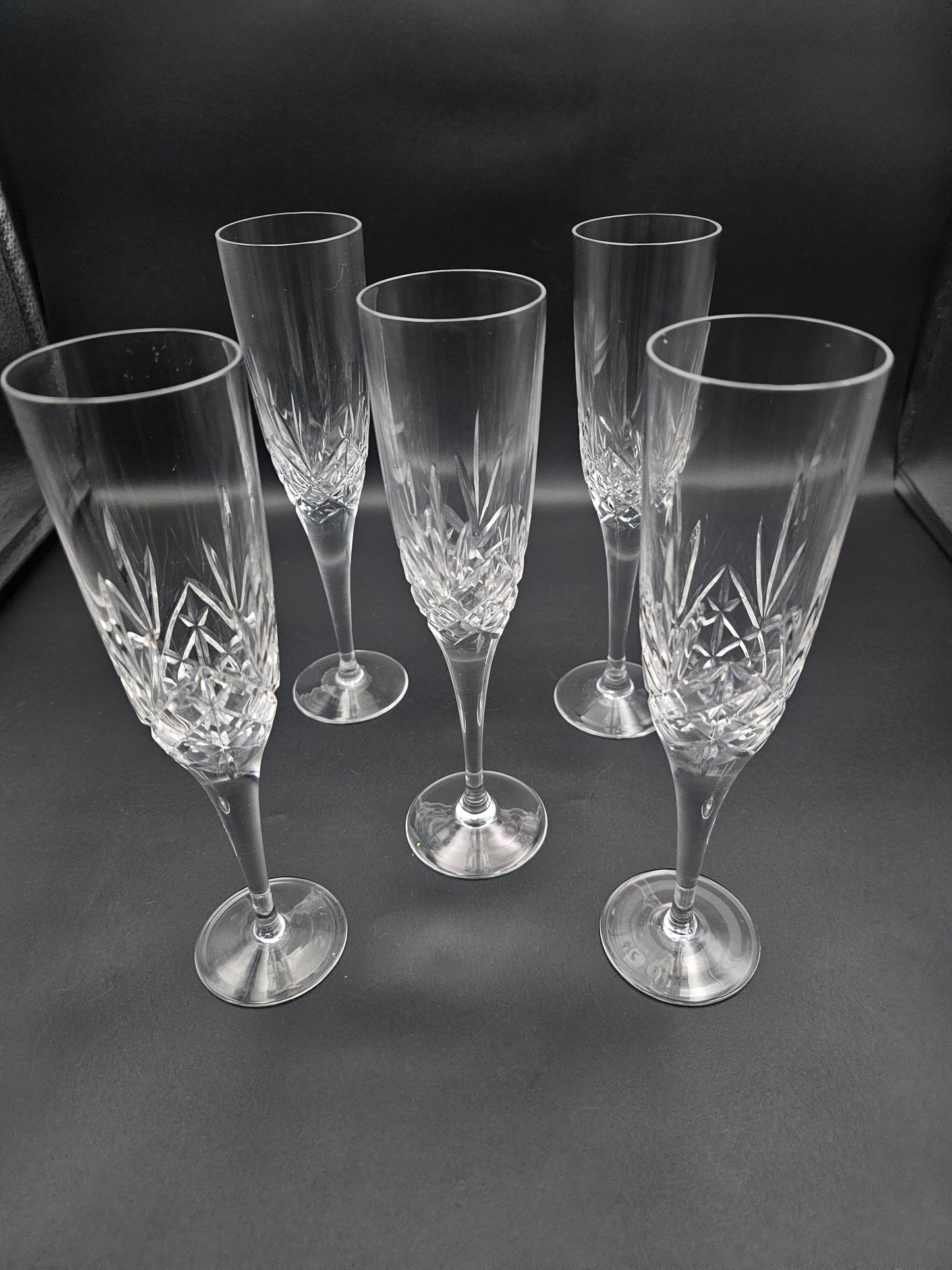 5 Crystal Champagne Flutes 22.5cm tall 150ml