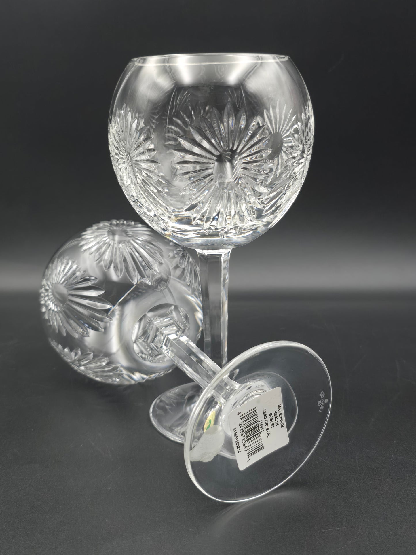 Waterford Crystal The Millennium Collection Toasting Goblets Pair. Third Toast - Health. Boxed.