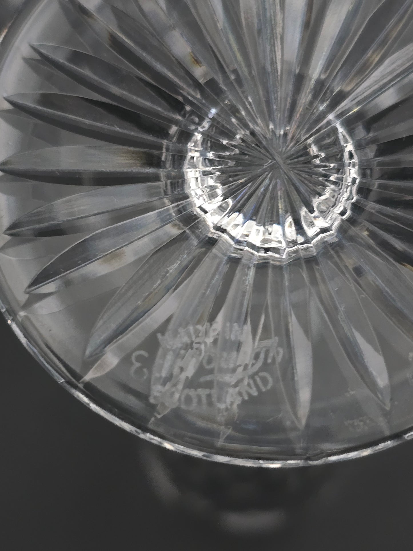 Pair of Edinburgh Crystal Argyll Pattern Crystal Champagne flutes. 150ml. 19cm tall.