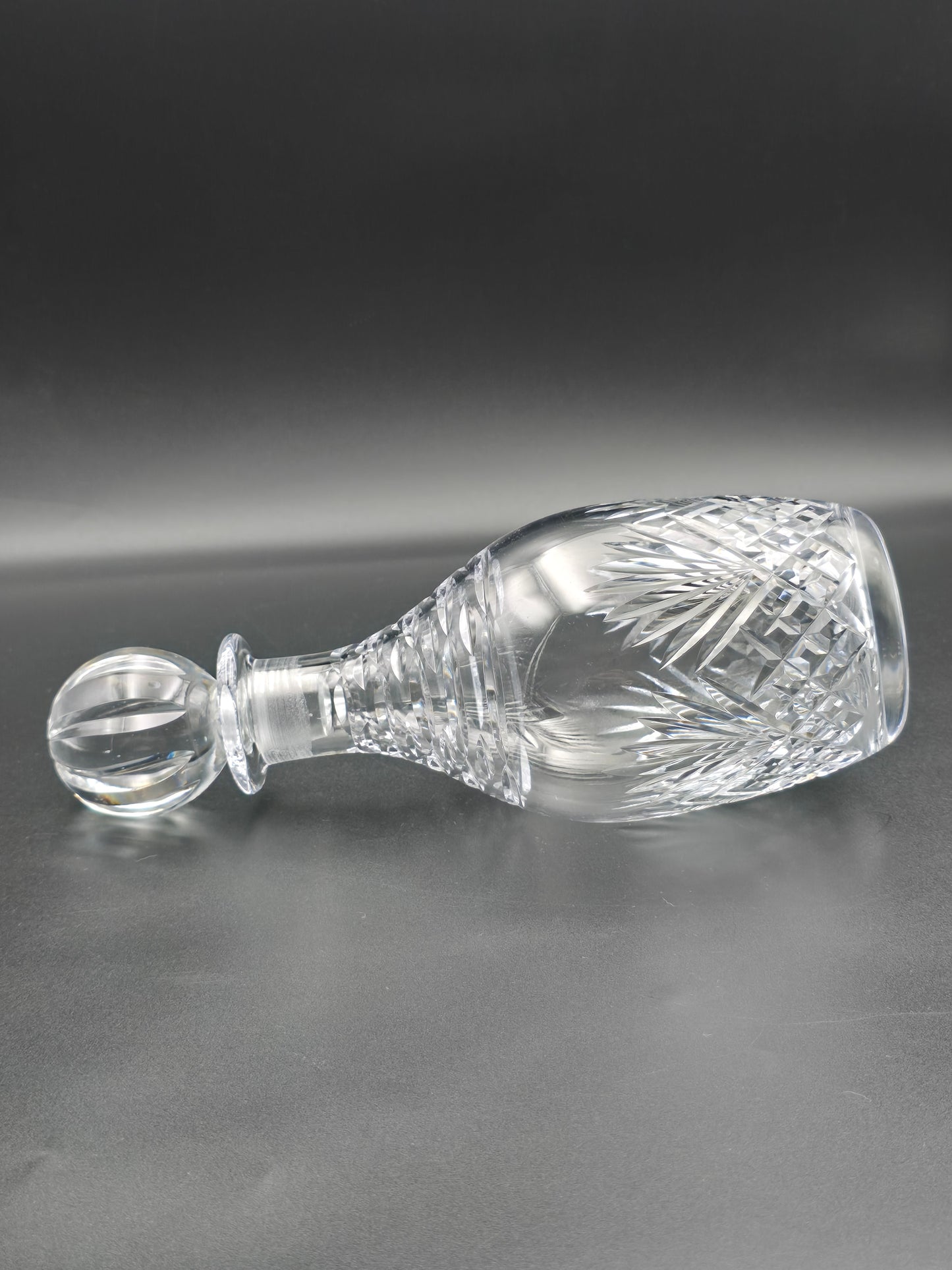 Vintage Cut Crystal Decanter with Round Stopper – Heavy Lead Crystal – Unmarked but Beautifully Crafted – Barware Gift Idea