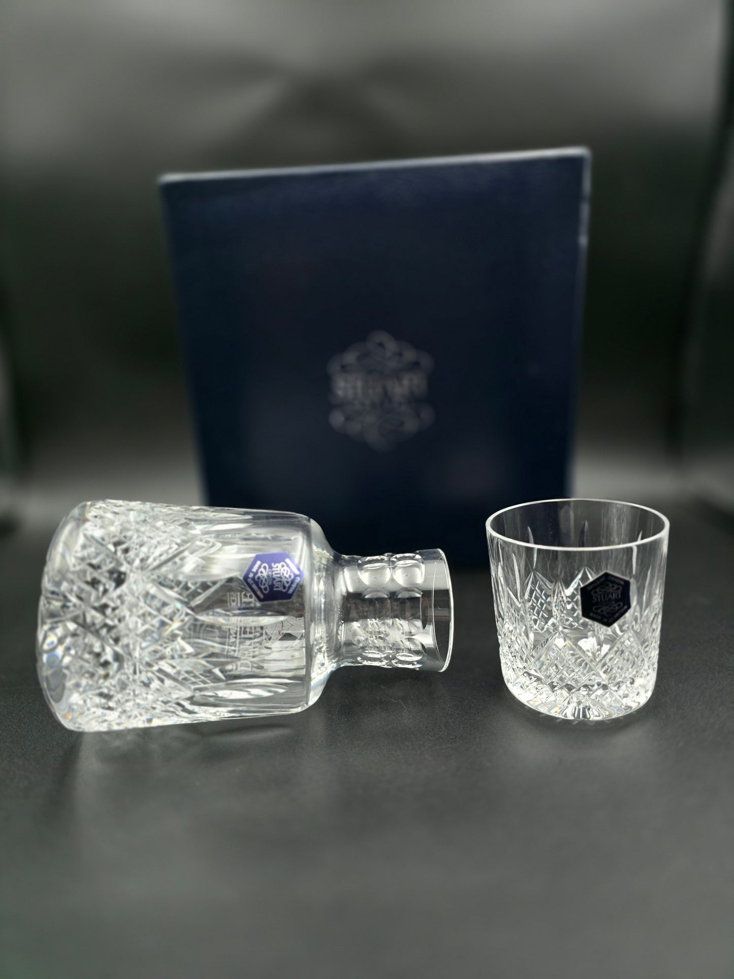 Stuart Crystal Shaftesbury pattern bedside Carafe and Tumbler set. Boxed