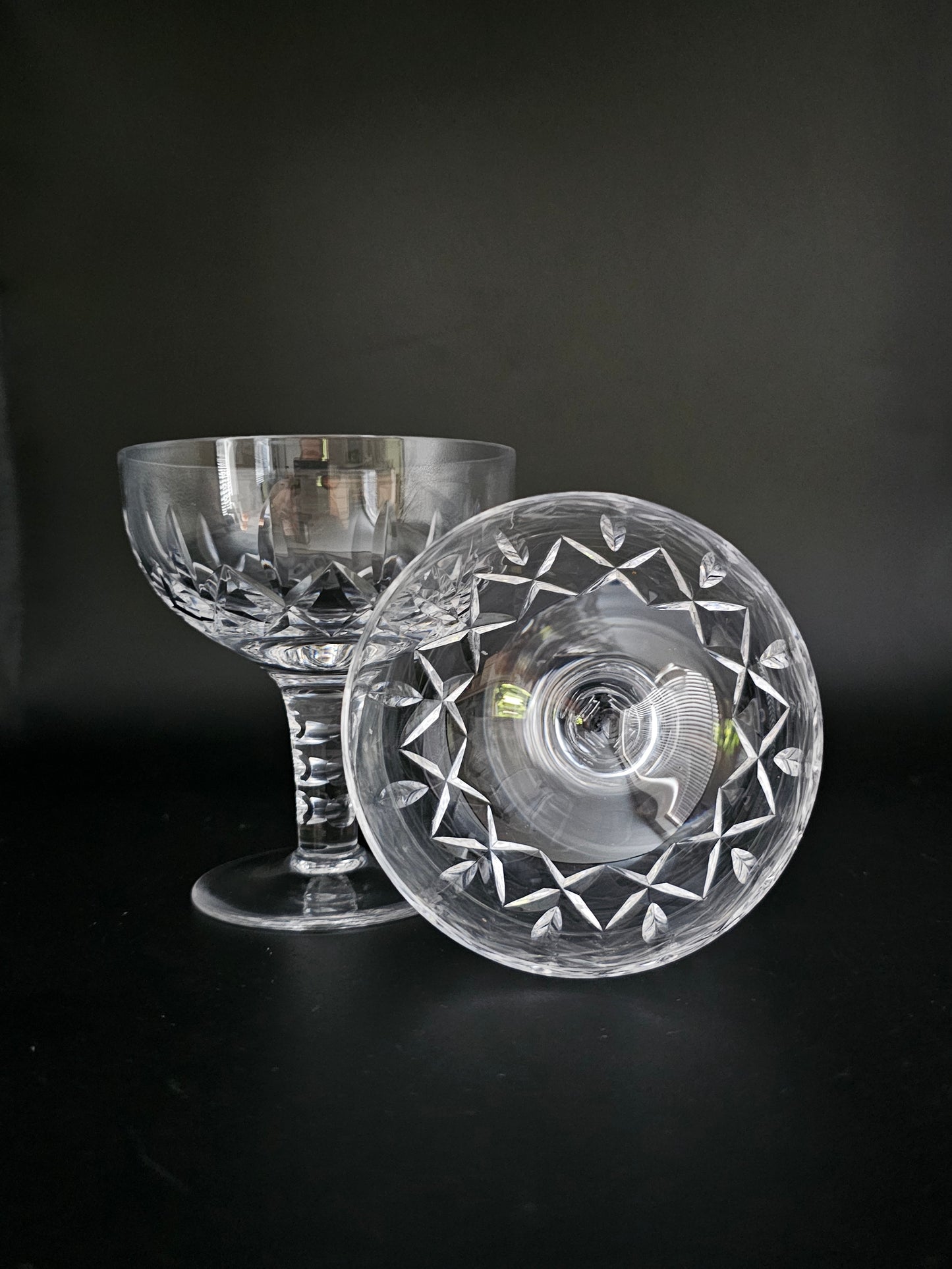 Pair of Vintage Stuart Crystal Glengarry pattern Champagne Coupes