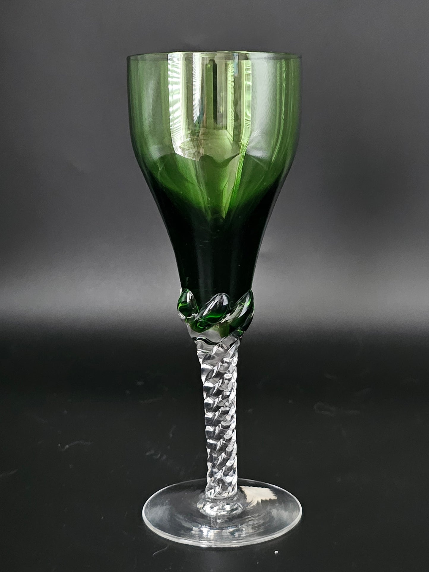 Set of 6 Portugese Hand made Blefeld & Co 1960's twisted stem liqueur glasses. 100ml