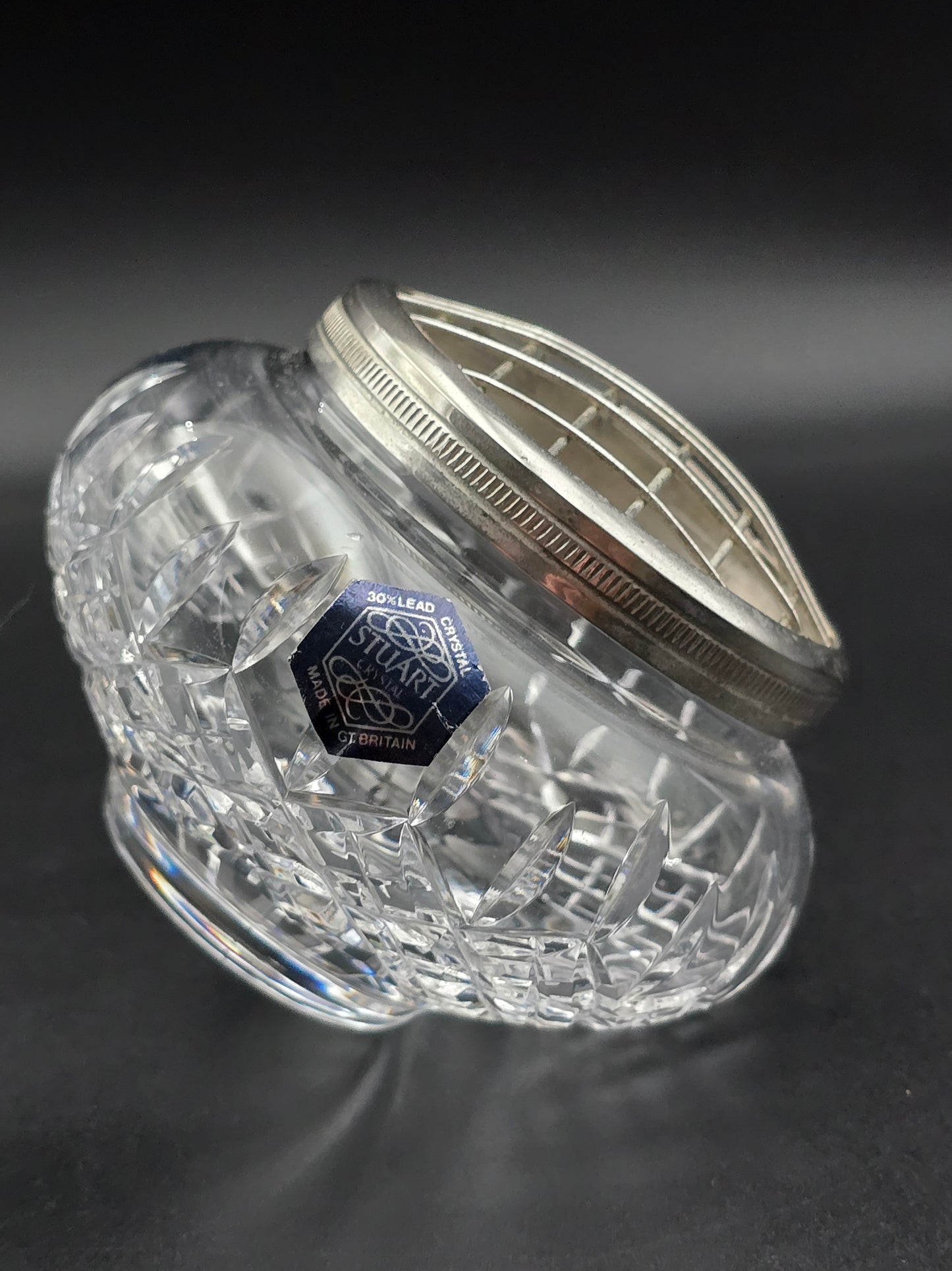 Stuart Crystal Shaftesbury Rose Bowl | Small 9cm Posy Vase | Star Cut Base | Etched Mark & Original Label | Made in England