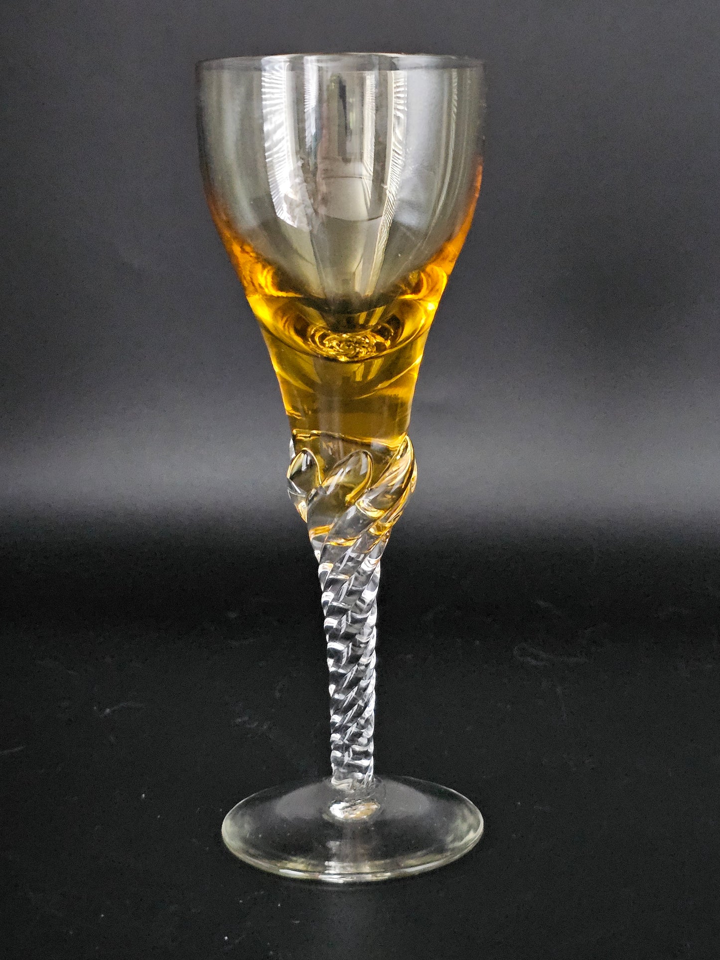 Set of 6 Portugese Hand made Blefeld & Co 1960's twisted stem liqueur glasses. 100ml