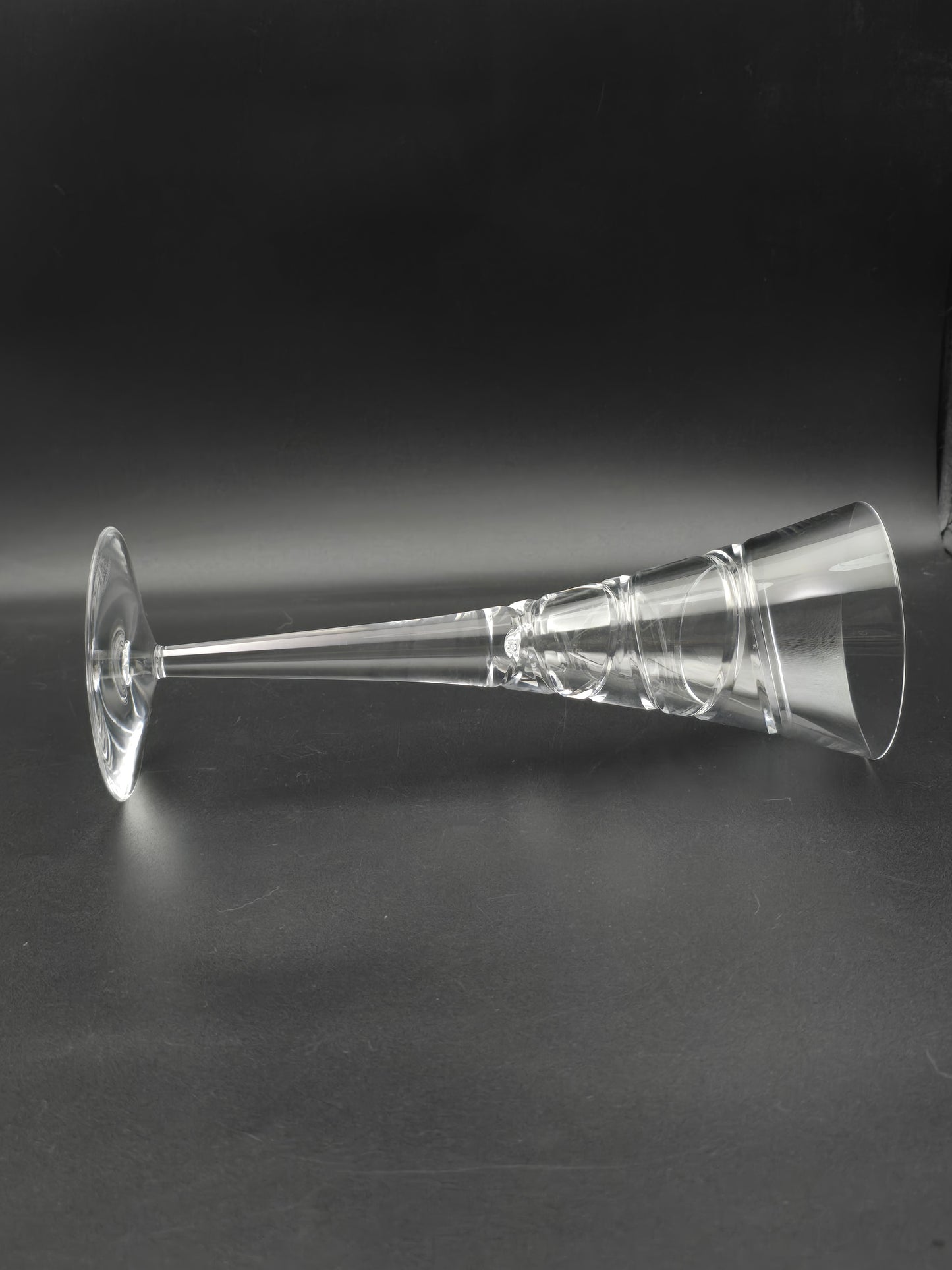 Full set of 6 Stuart Crystal Jasper Conran Large Champagne Trumpet flutes. 275ml. 26cm tall.