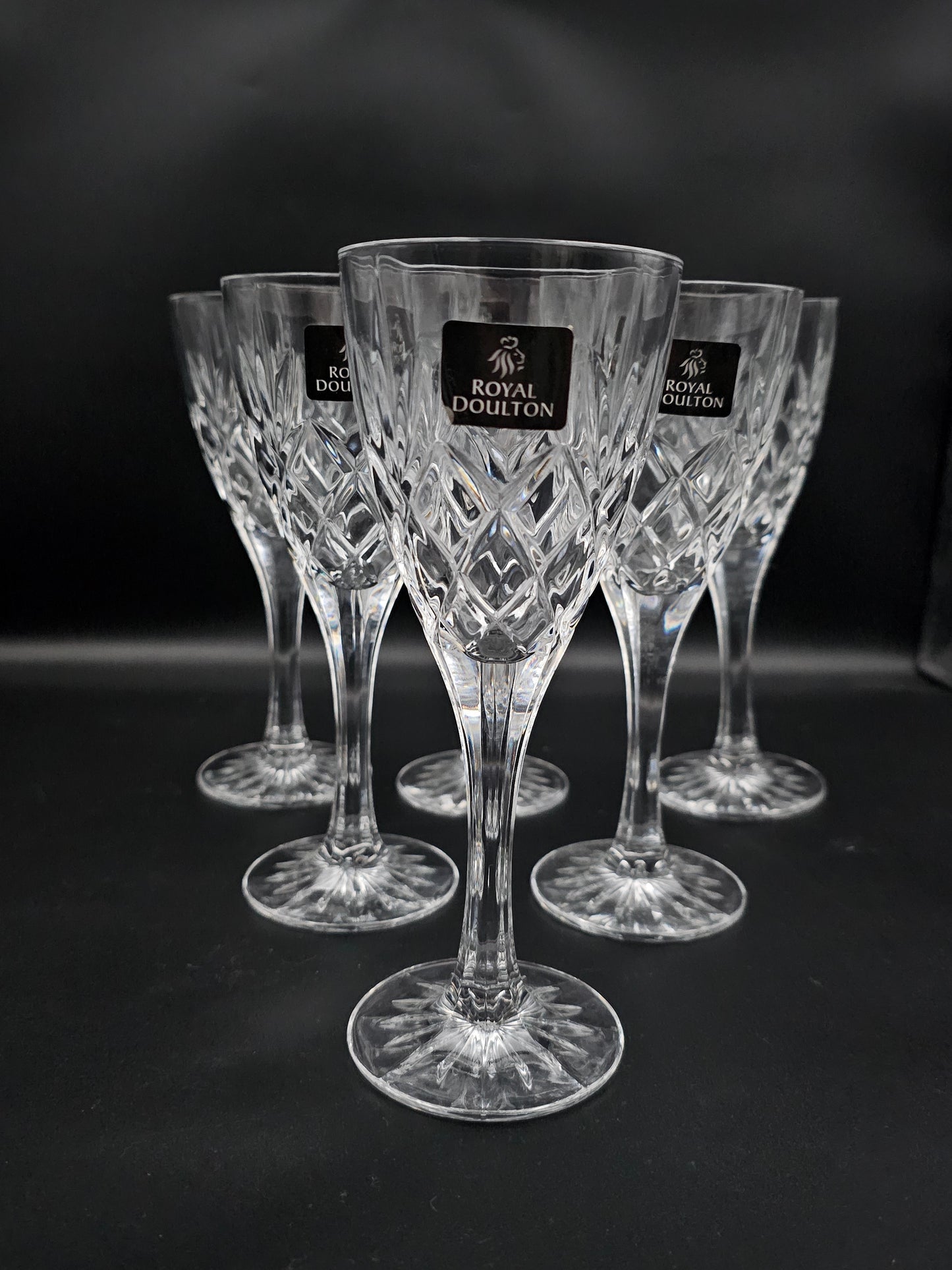 Set of 6 small Royal Doulton Crystal wine glasses 175ml