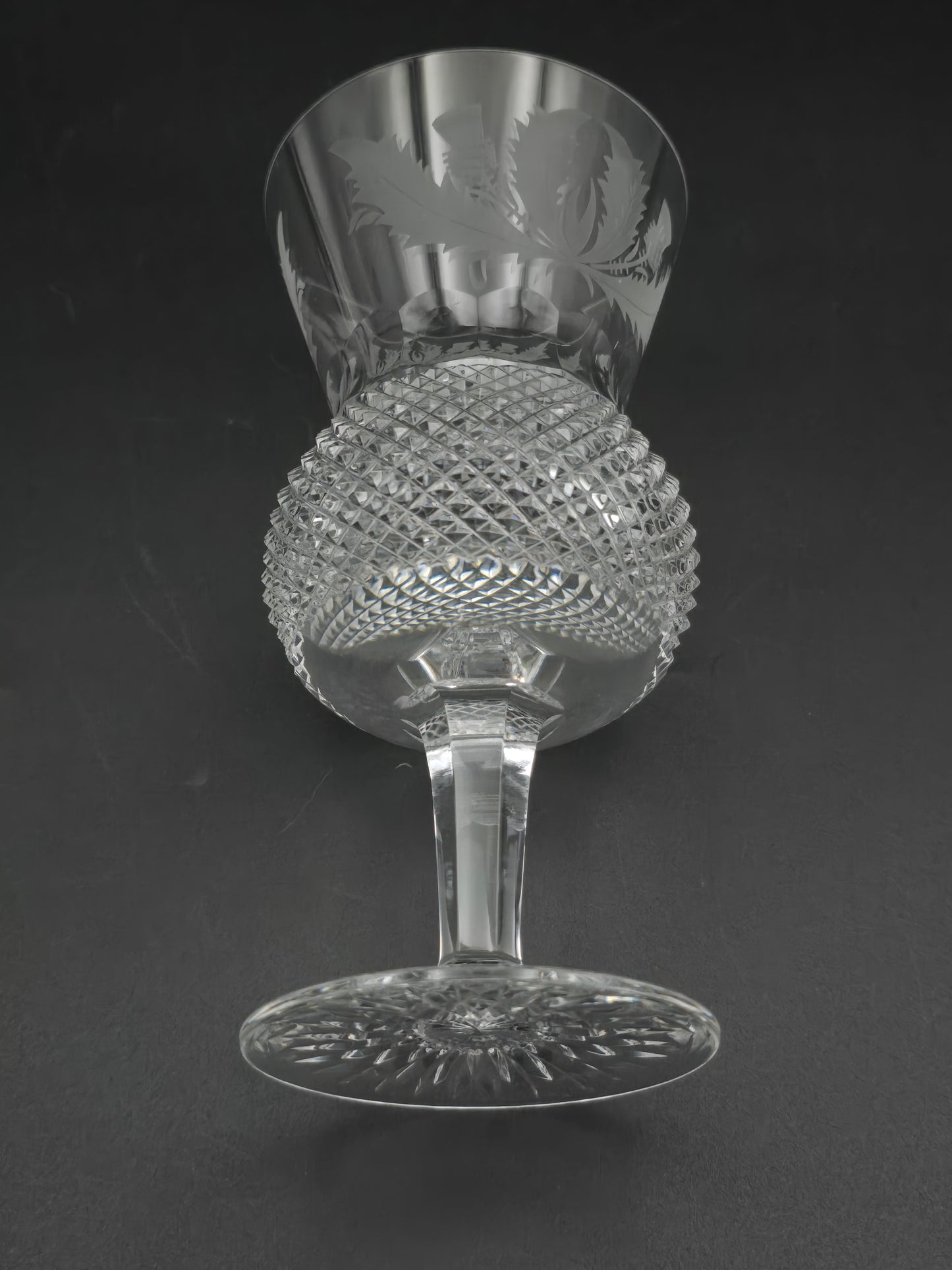 Set of 4 Large Edinburgh Crystal Thistle Crystal wine glasses 275ml 16.5cm tall