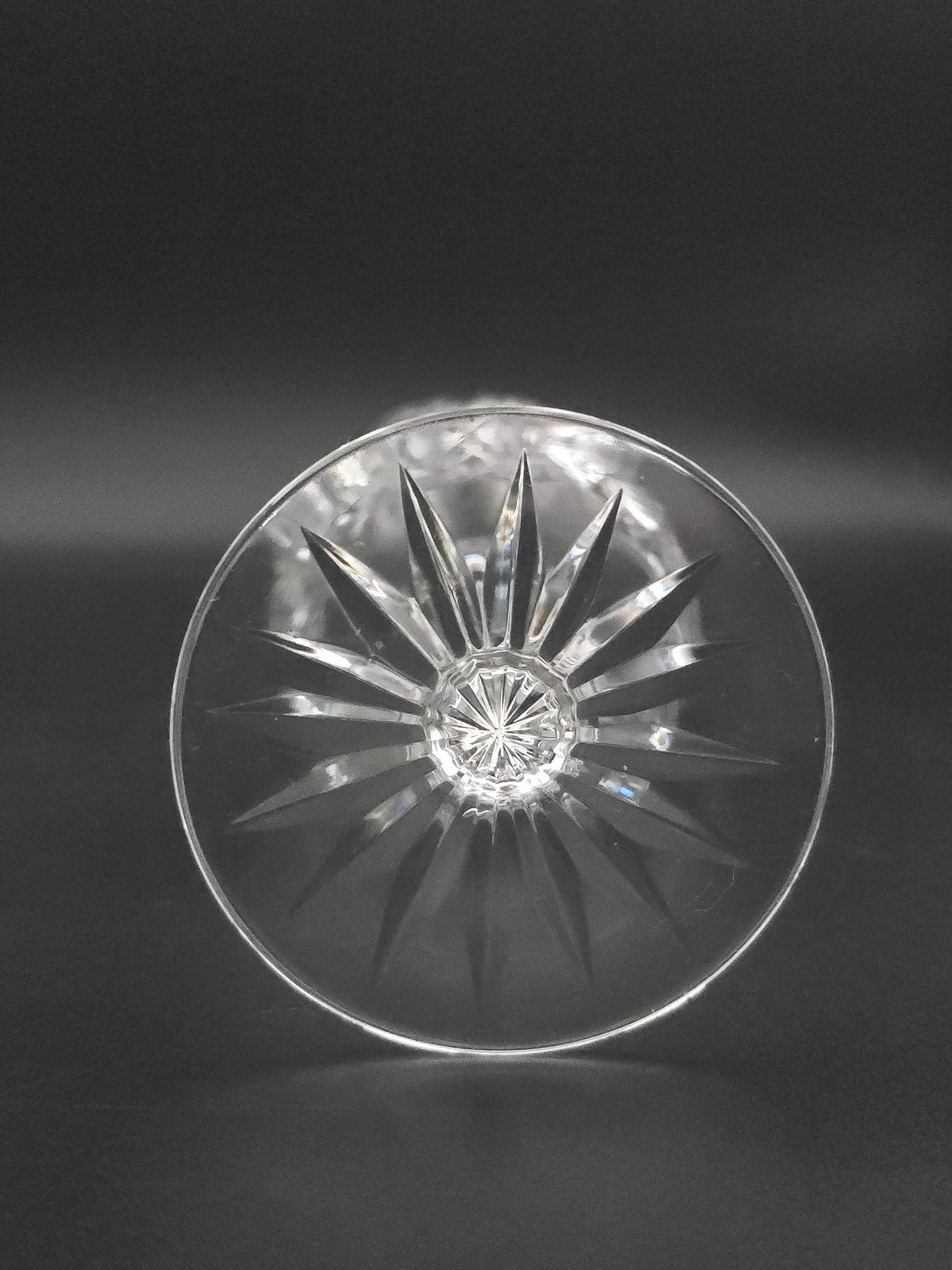 Pair of Vintage Cut Small Crystal Wine or Sherry Glasses – 150ml | Tapered Textured Stem | Star Base | British c.1950s–70s