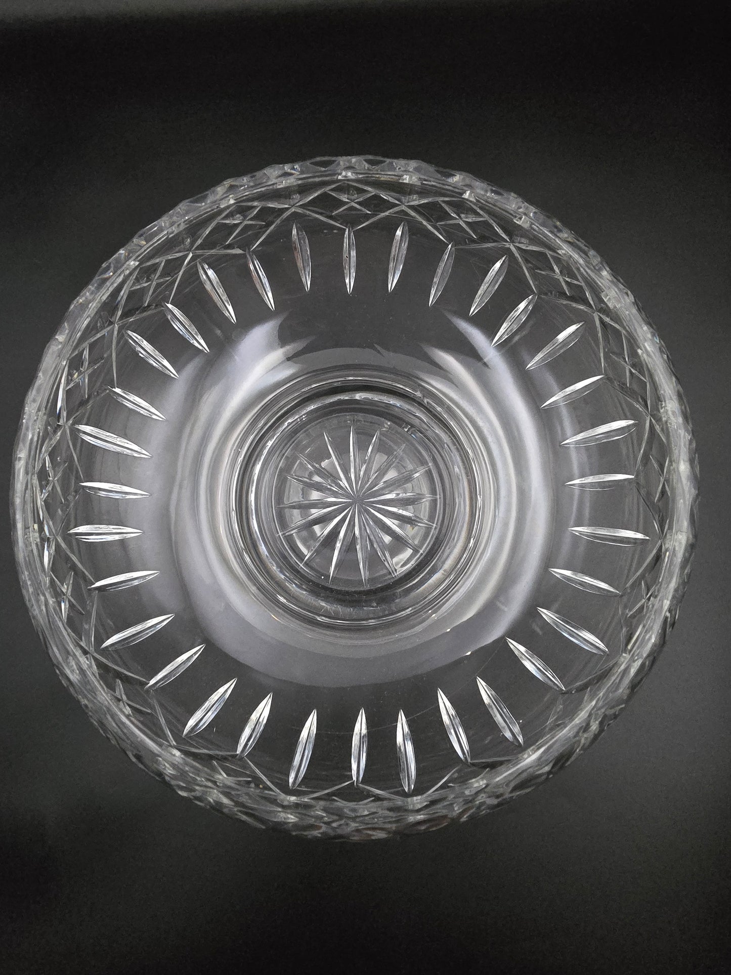XL Hand-Cut Crystal Rose Bowl with Mesh Frog | 3kg 15.5cm Tall x 24cm Wide | Vintage Star Base Posy Vase | Cut Cross & Fan Pattern