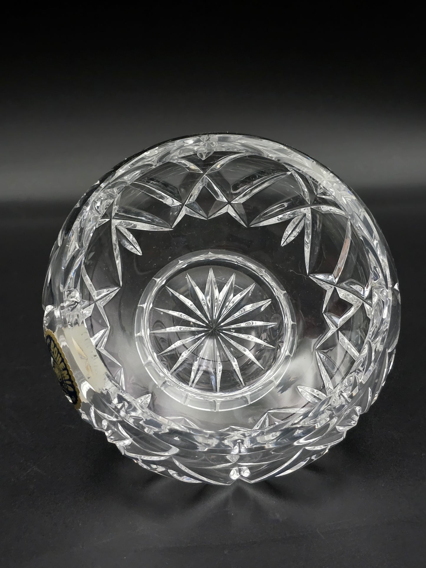 Bohemia Crystal Small Rose Posy Bowl with Star Base & Wire Mesh Frog, 4.5" Vintage Czech Crystal Vase