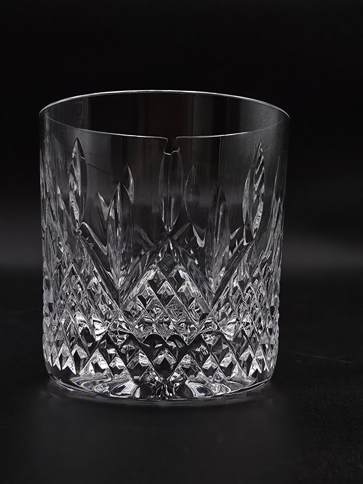 Boxed Set of 4 Stuart Crystal Hamilton Pattern Tumblers – 8 oz Heavy-Base Cut Crystal – England c. 1930s–50s