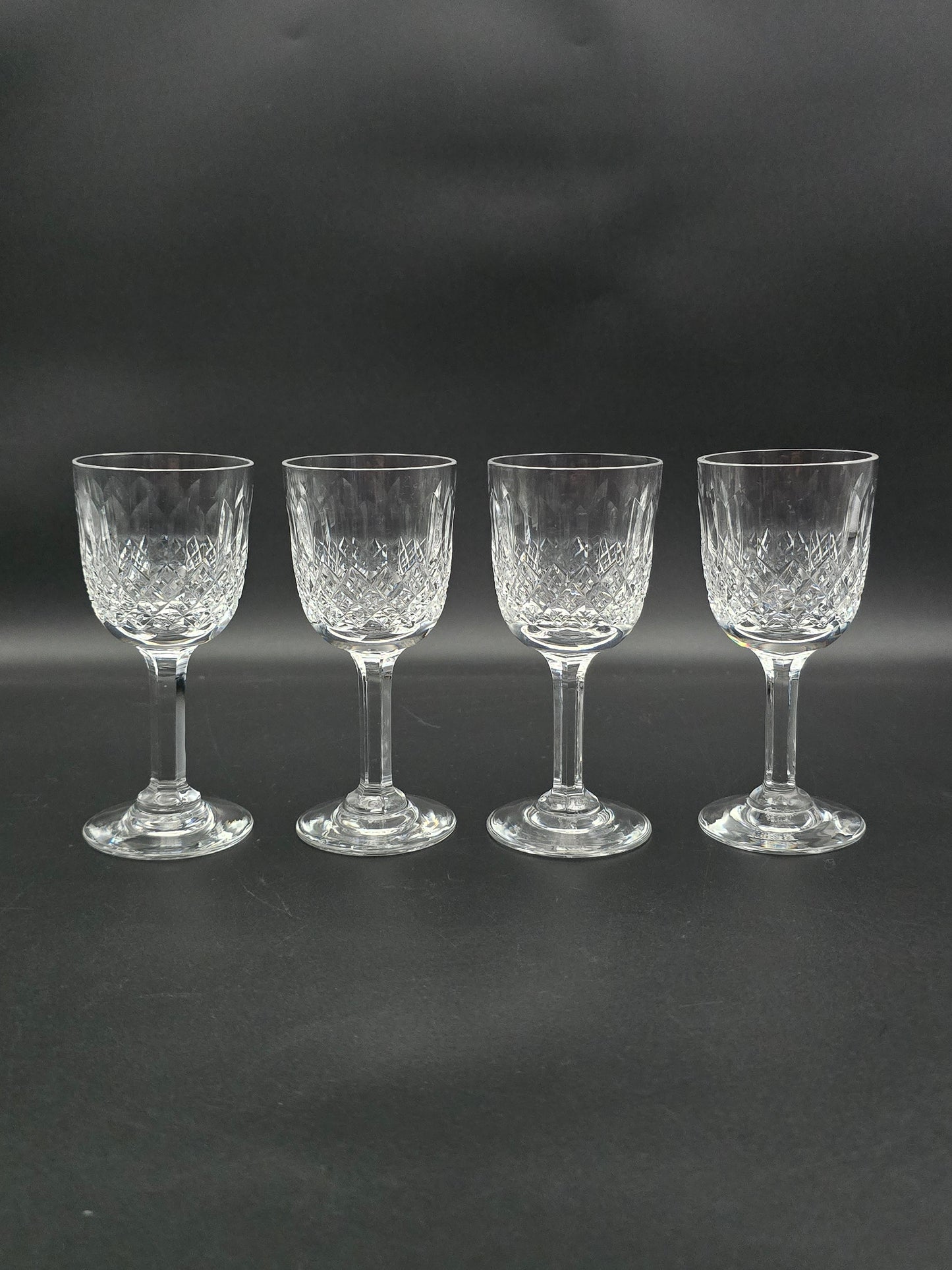 Set of 4 Thomas Webb Normandy pattern Crystal Liqueur glasses. 125ml.