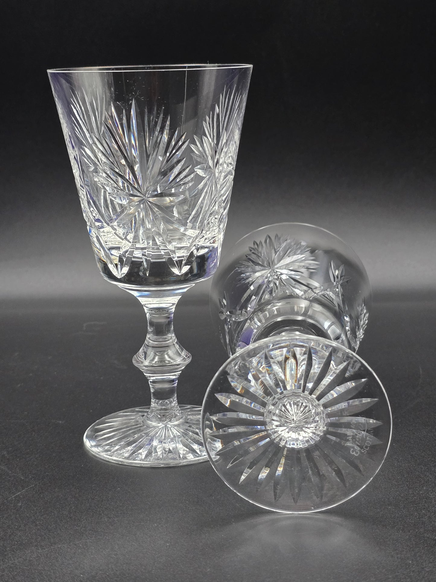 Pair of Edinburgh Crystal Star of Edinburgh Wine Glasses. 200ml