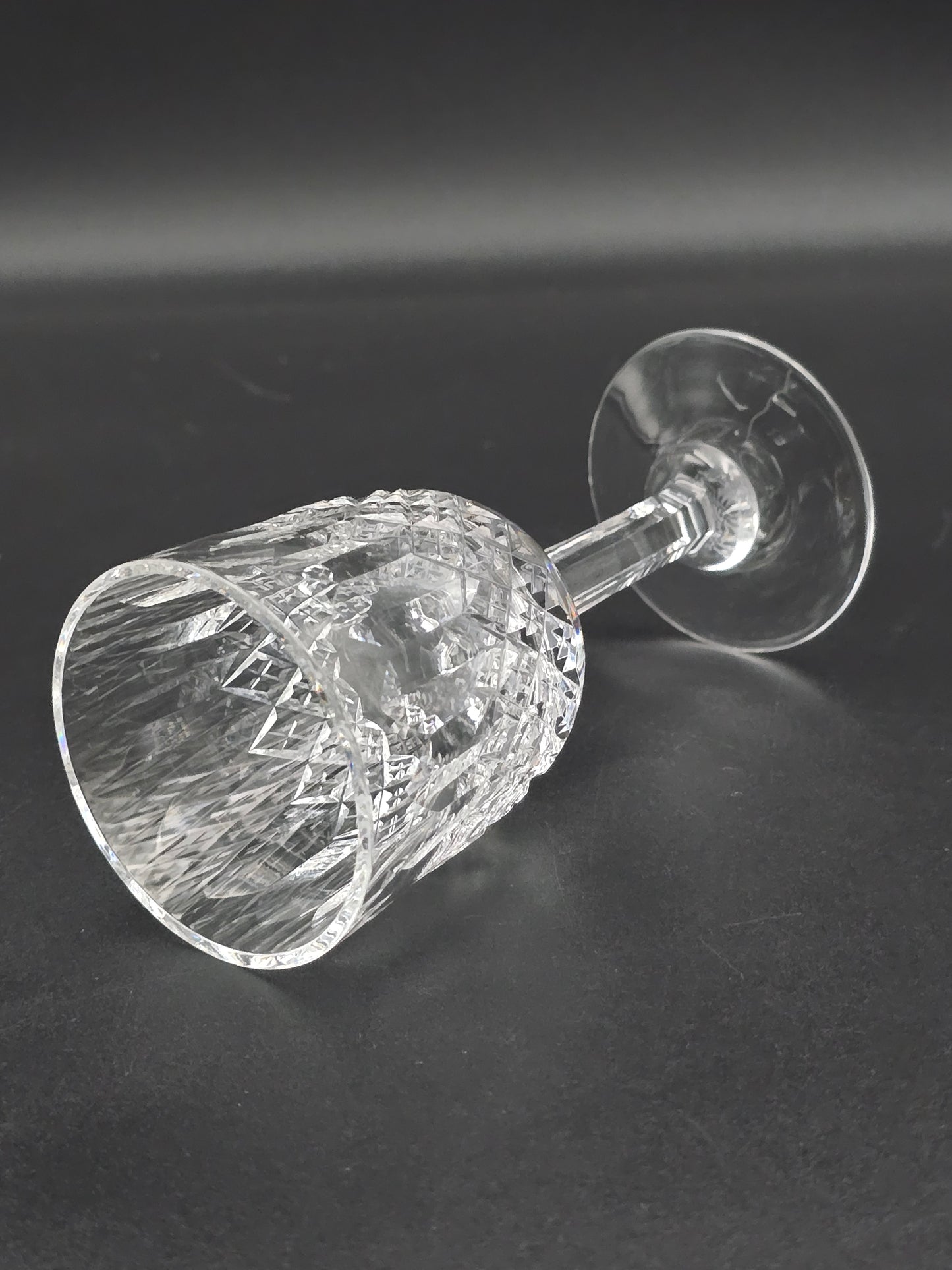Set of 4 Thomas Webb Normandy pattern Crystal Liqueur glasses. 125ml.