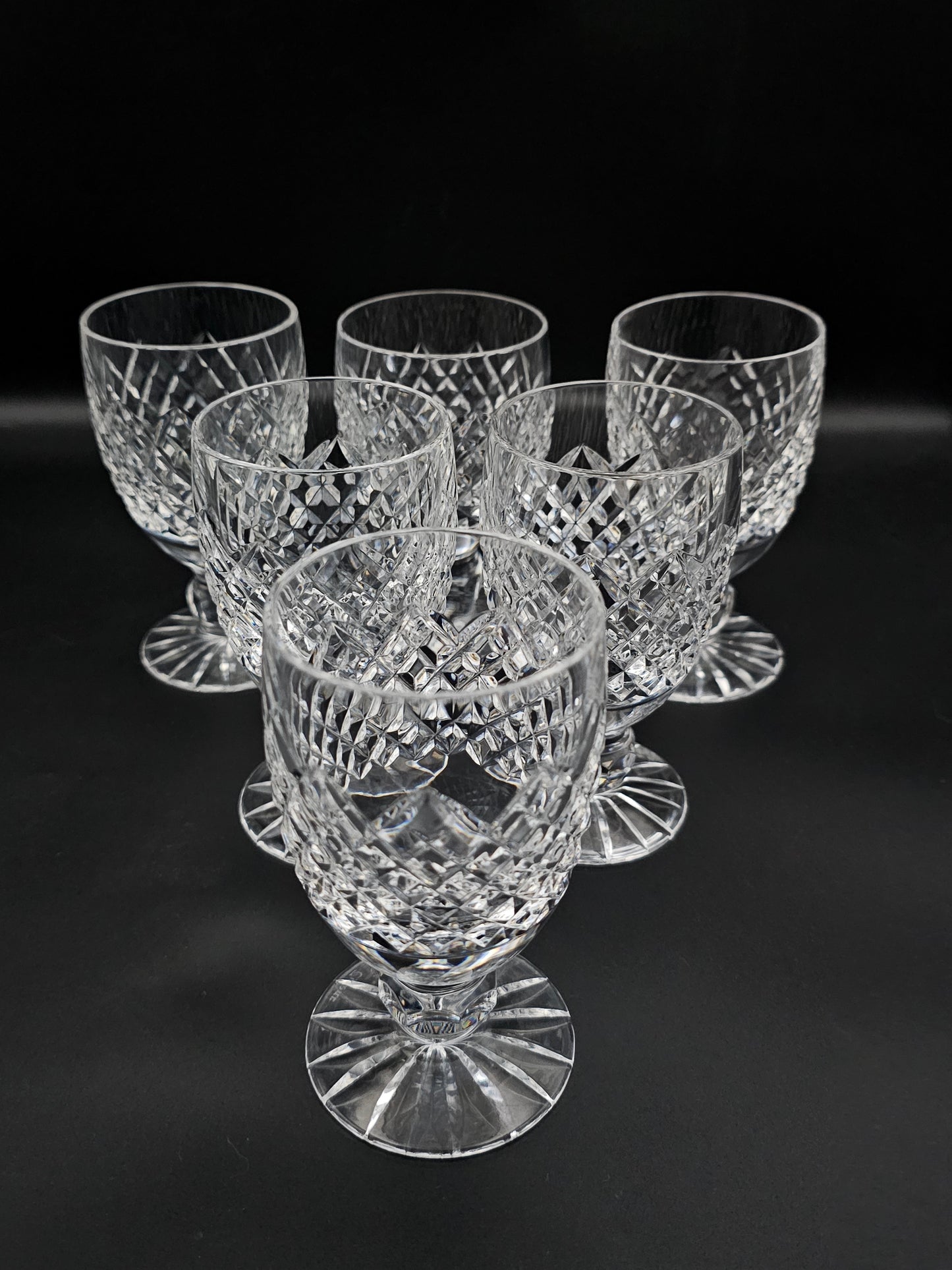 Set of 6 Beautiful cut Crystal wine goblets Tyrone Crystal Sperrins Pattern 175ml