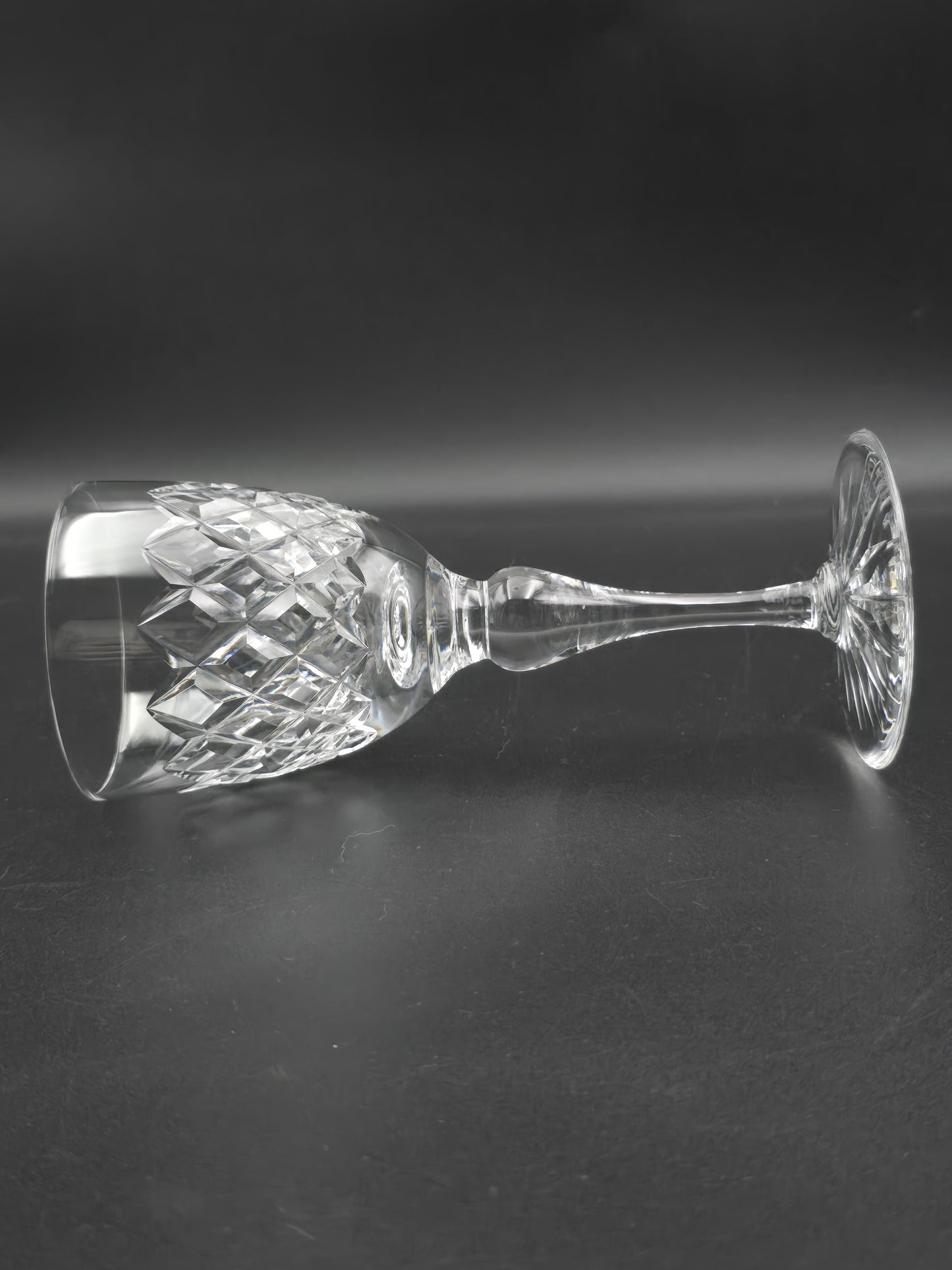 Set of 4 English Crystal Wine glasses. Webb Thomas. Dennis Diamonds pattern. 175ml
