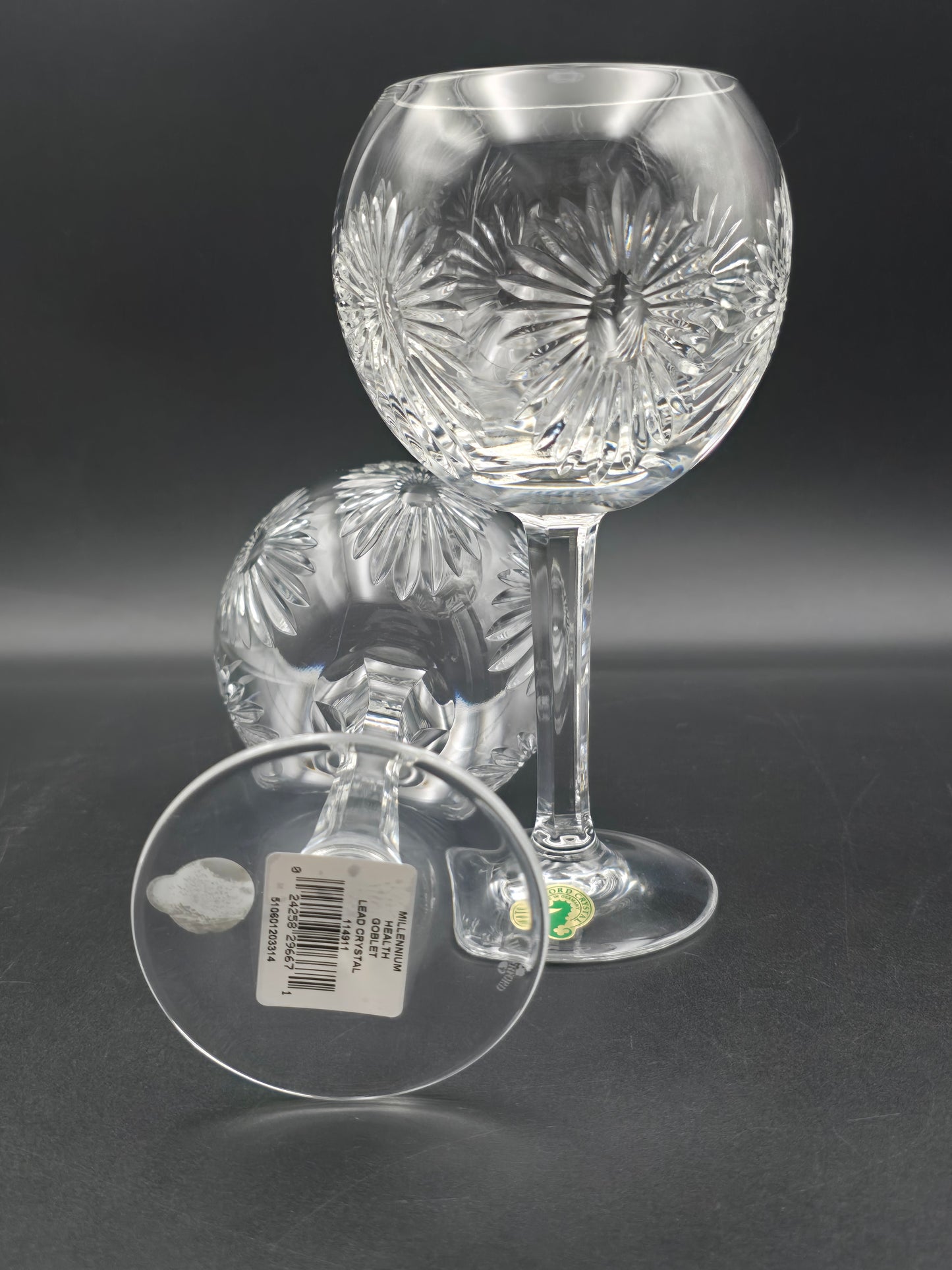 Waterford Crystal The Millennium Collection Toasting Goblets Pair. Third Toast - Health. Boxed.