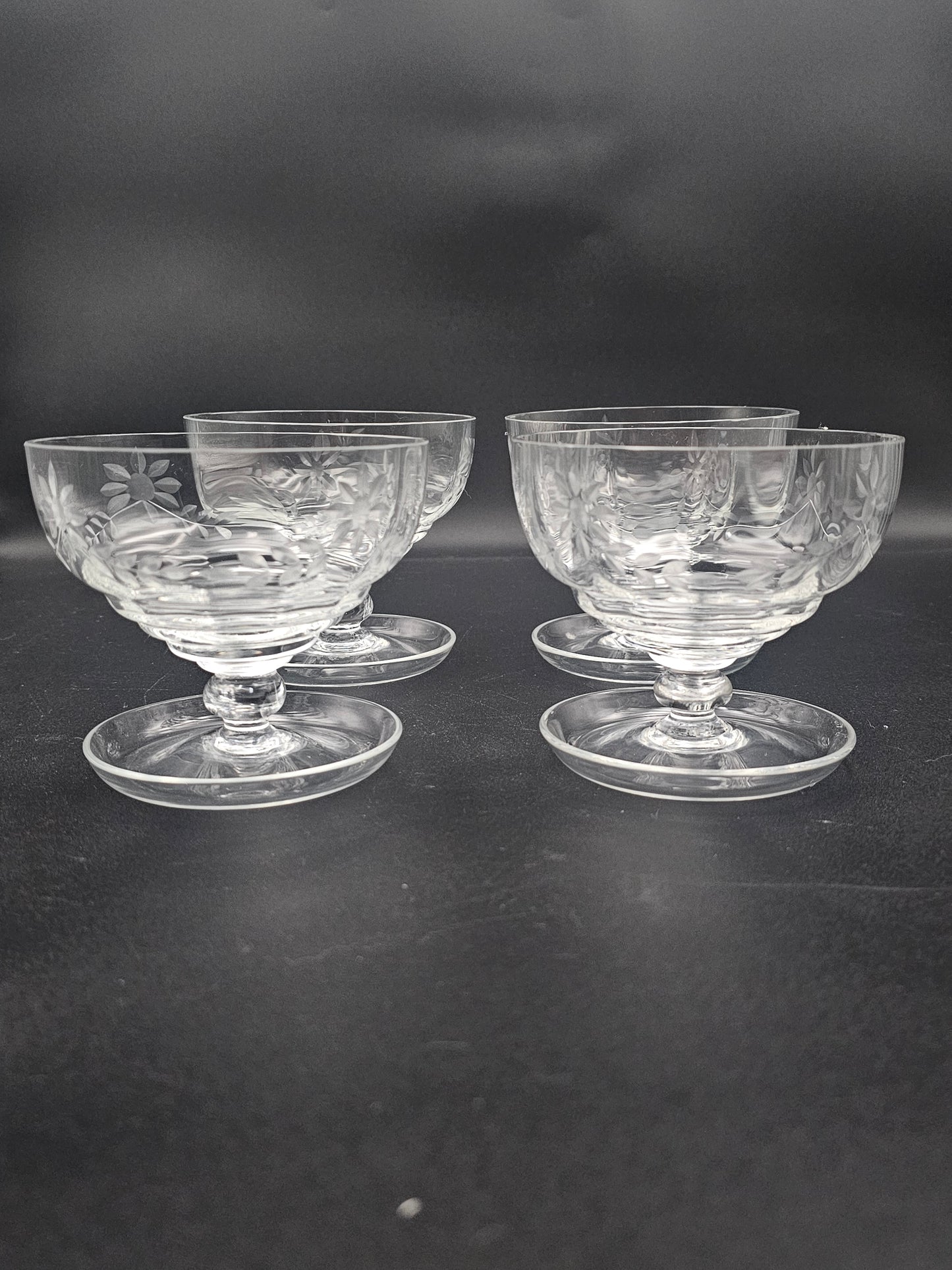 Set of 4 Vintage Crystal dessert or starter saucer dishes