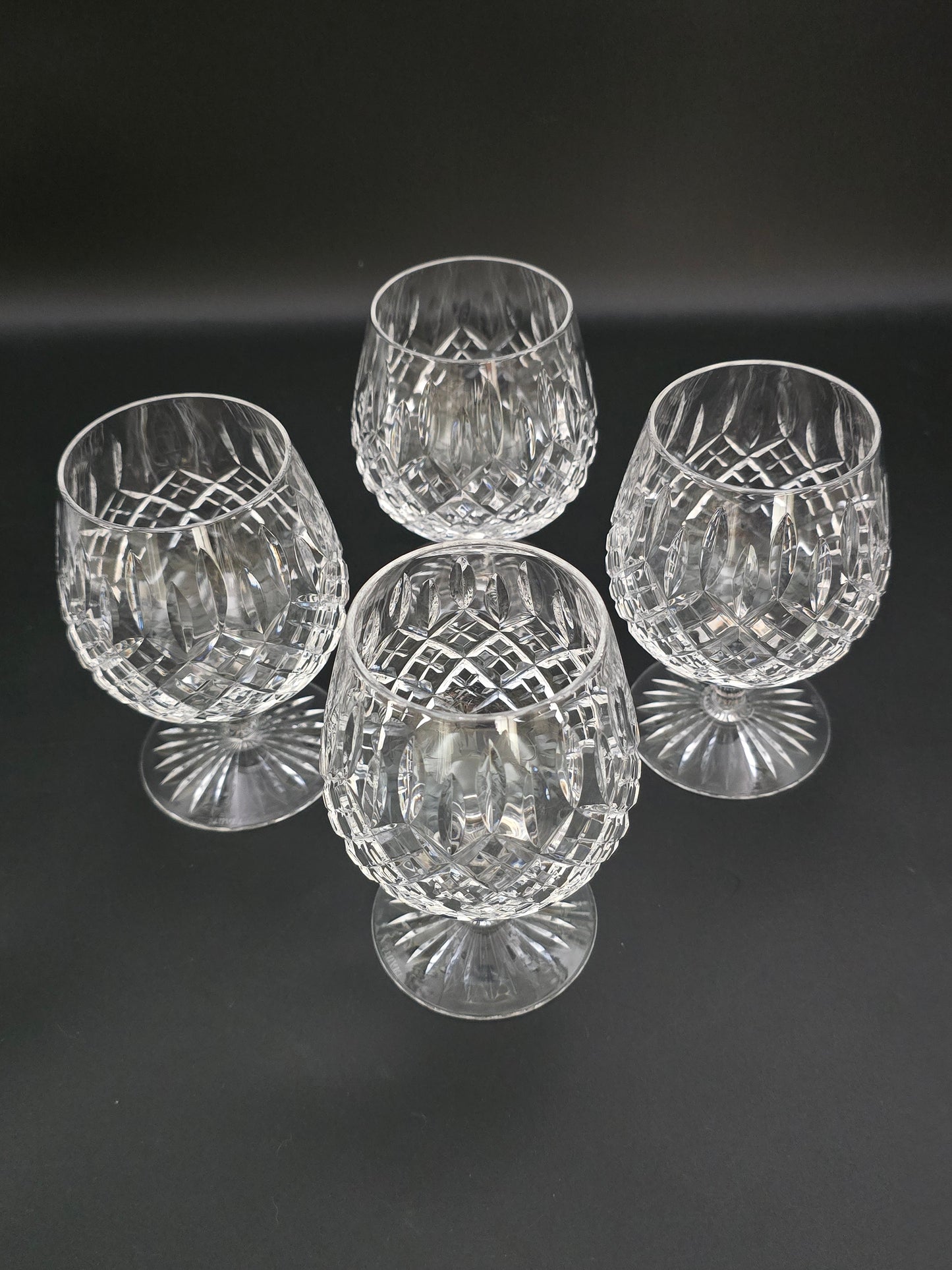Beautiful Vintage set of 4 Stuart crystal Brandy Glasses Shaftesbury pattern. 11oz