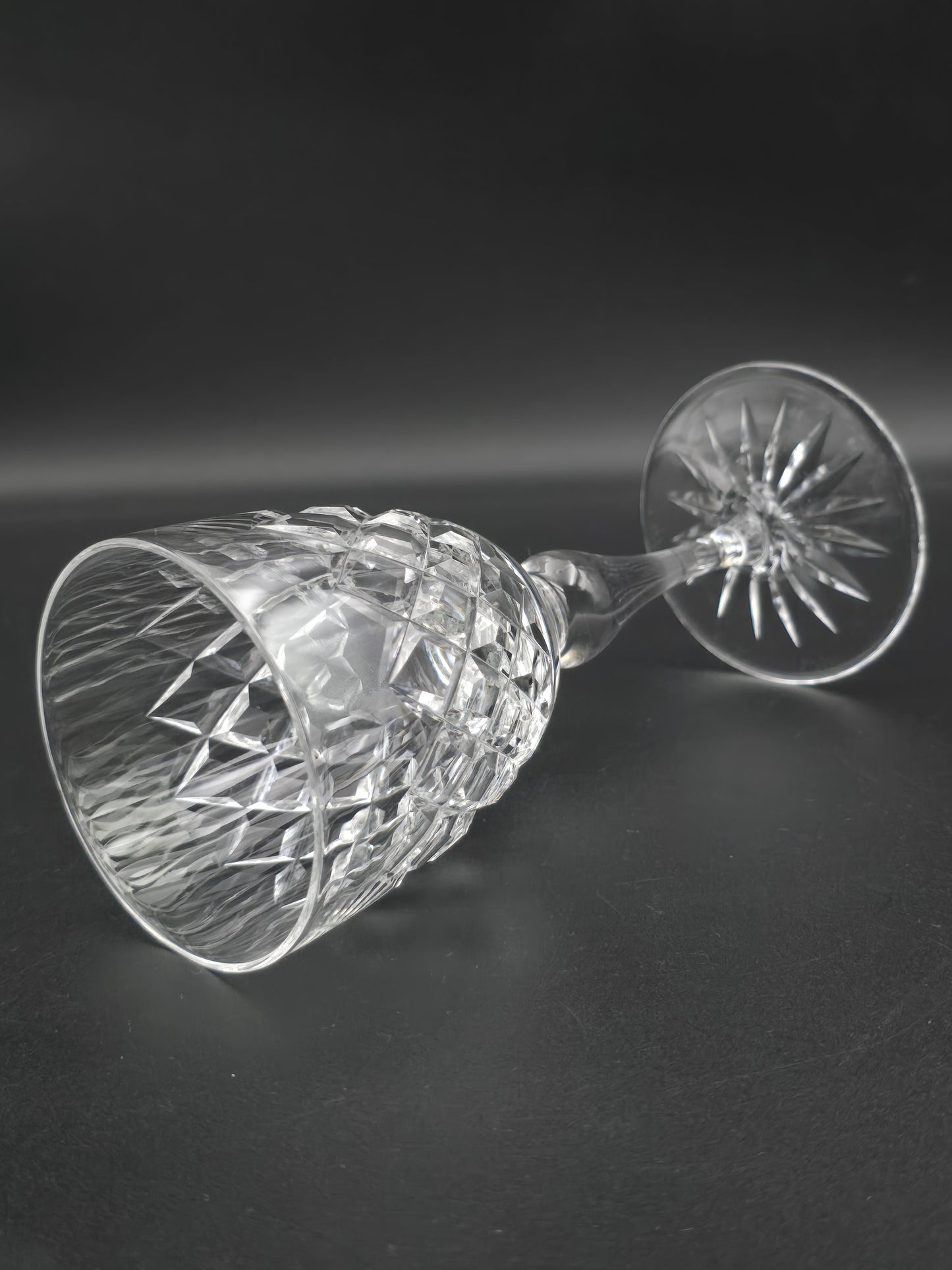 Set of 4 English Crystal Wine glasses. Webb Thomas. Dennis Diamonds pattern. 175ml