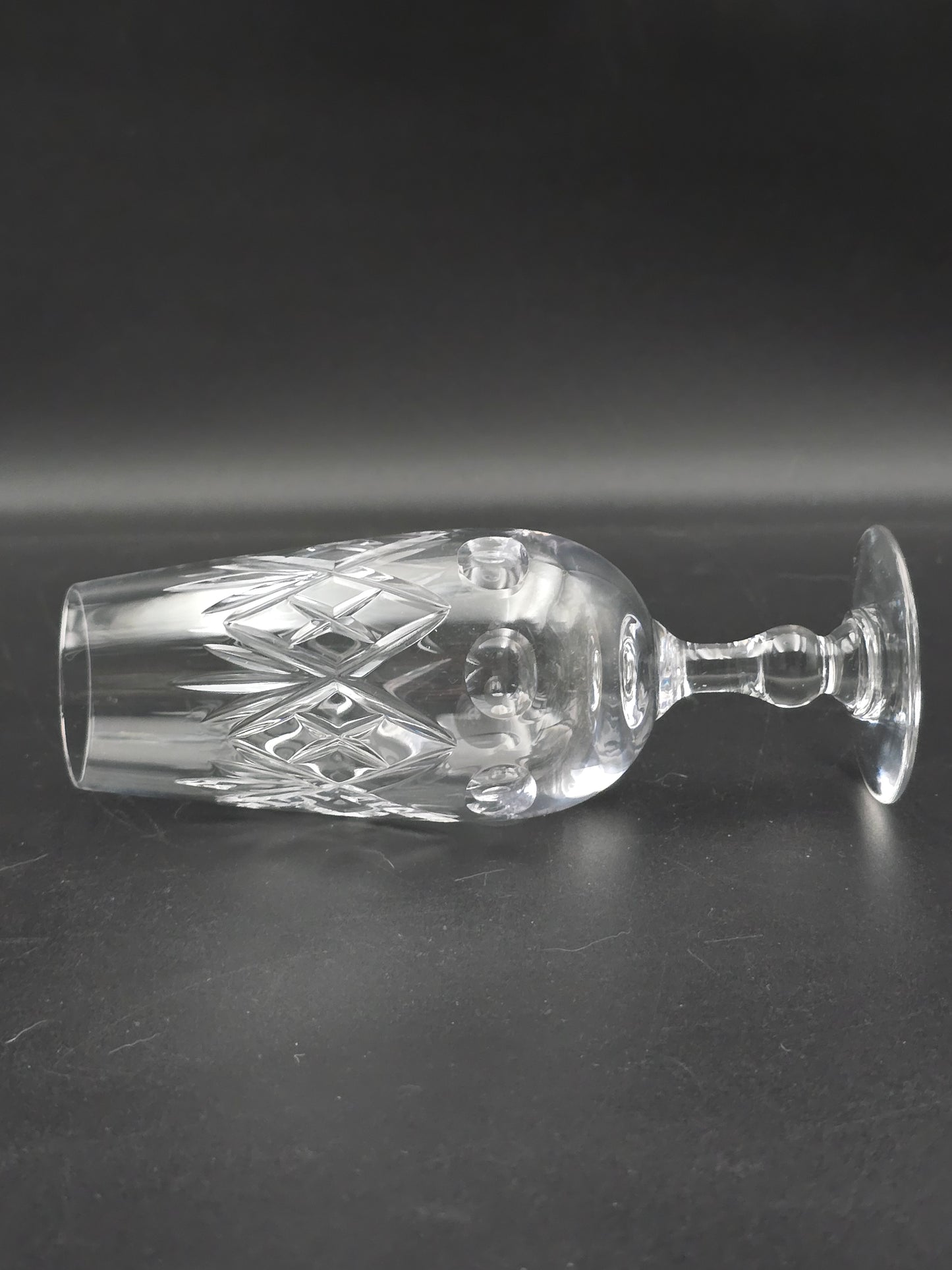 Set of 6 Royal Doulton Georgian Pattern short stemmed Crystal Champagne Flutes. 200ml