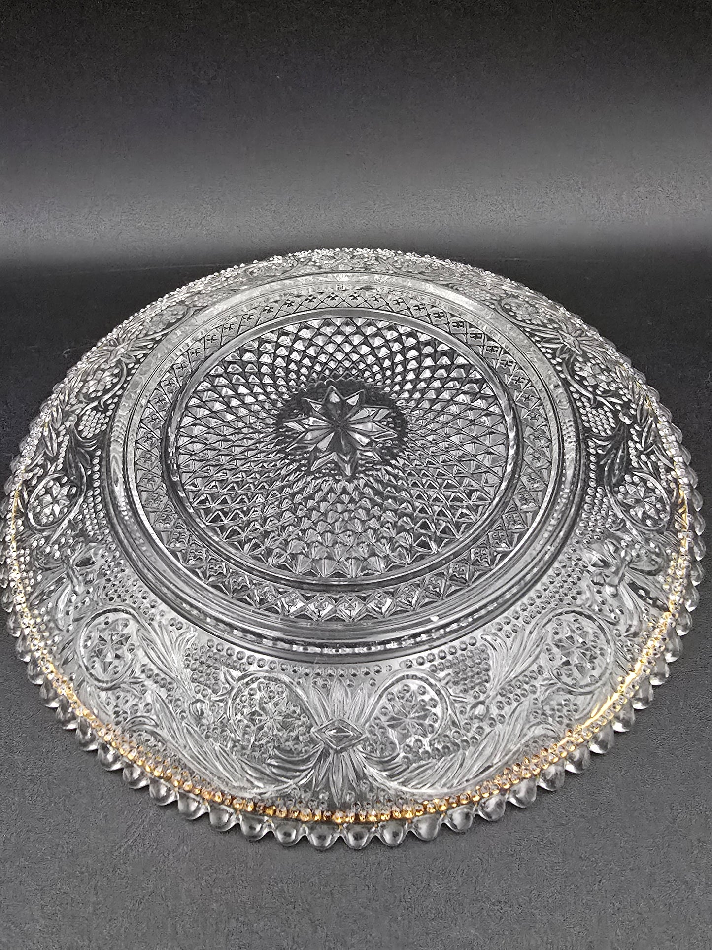 Set of 6 Vintage Pressed glass side plates. 15cm