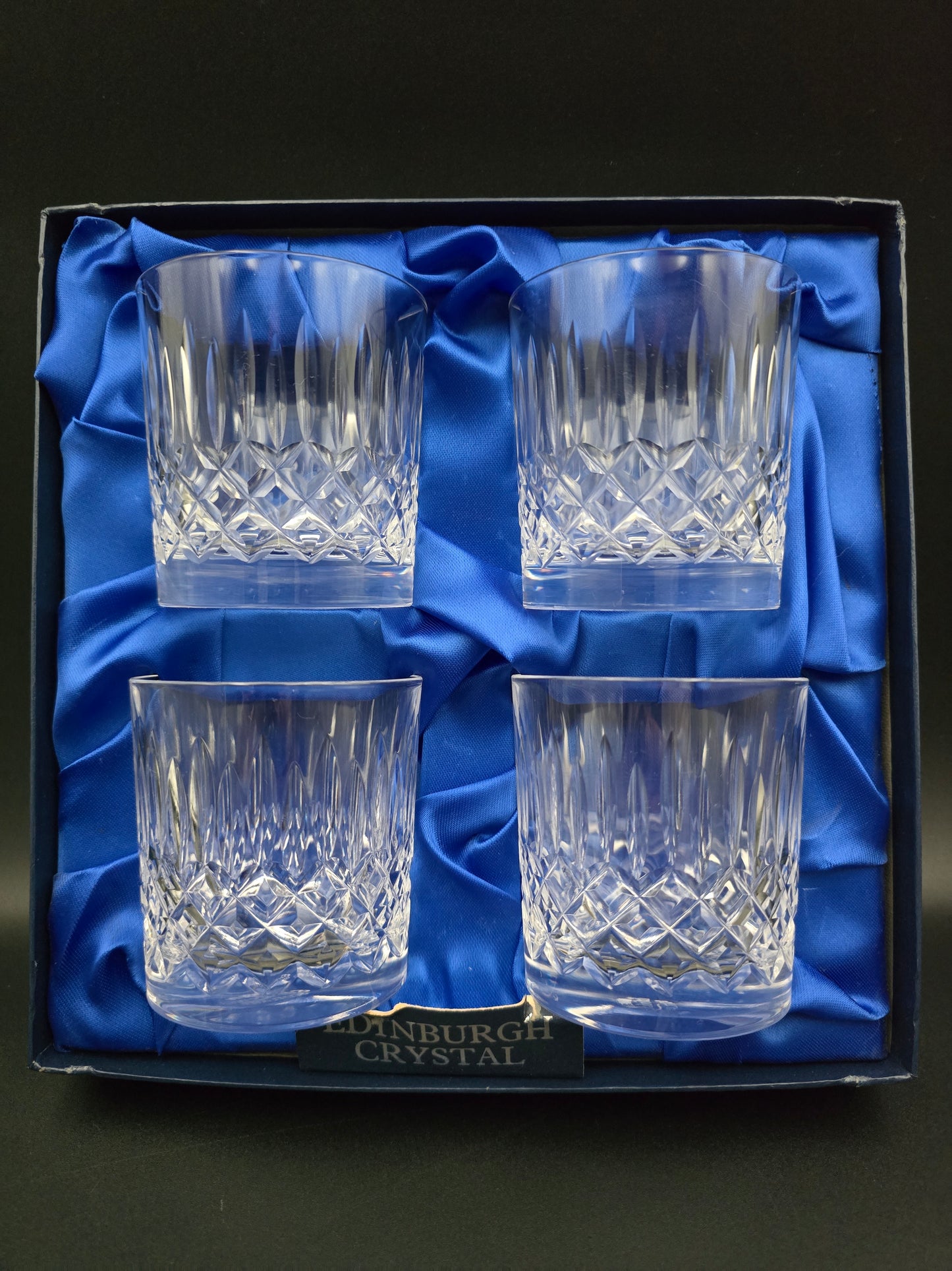 Set of 4 Vintage Edinburgh Crystal Appin Pattern 8oz Tumblers. Boxed.