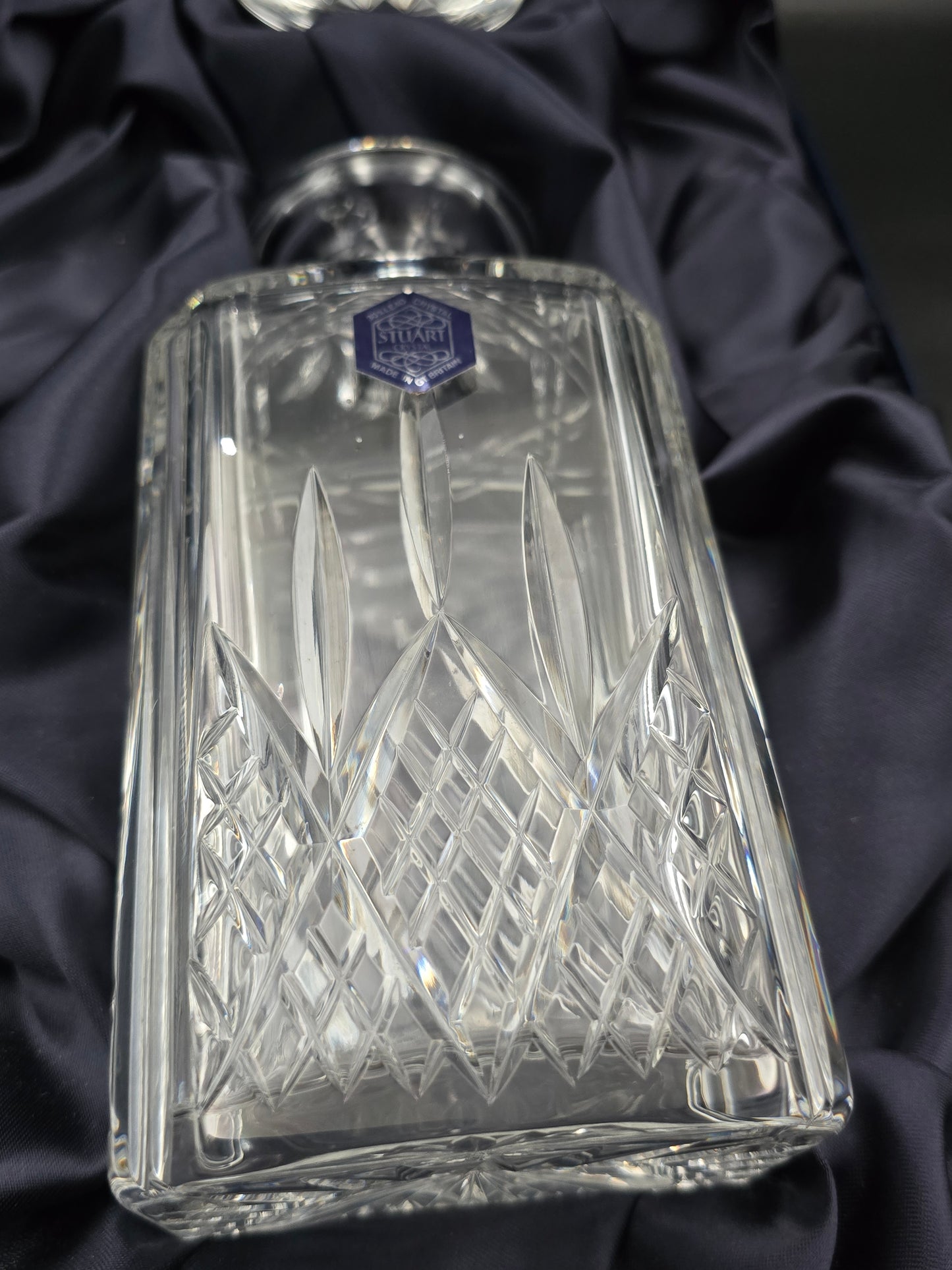 Stuart Crystal Hamilton Pattern Decanter with Stopper in Original Box