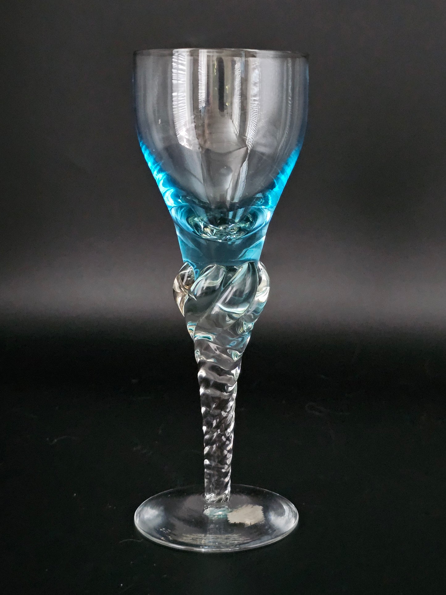 Set of 6 Portugese Hand made Blefeld & Co 1960's twisted stem liqueur glasses. 100ml