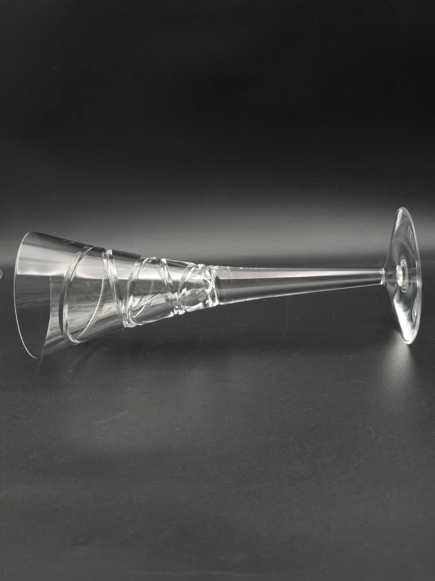 Full set of 6 Stuart Crystal Jasper Conran Large Champagne Trumpet flutes. 275ml. 26cm tall.