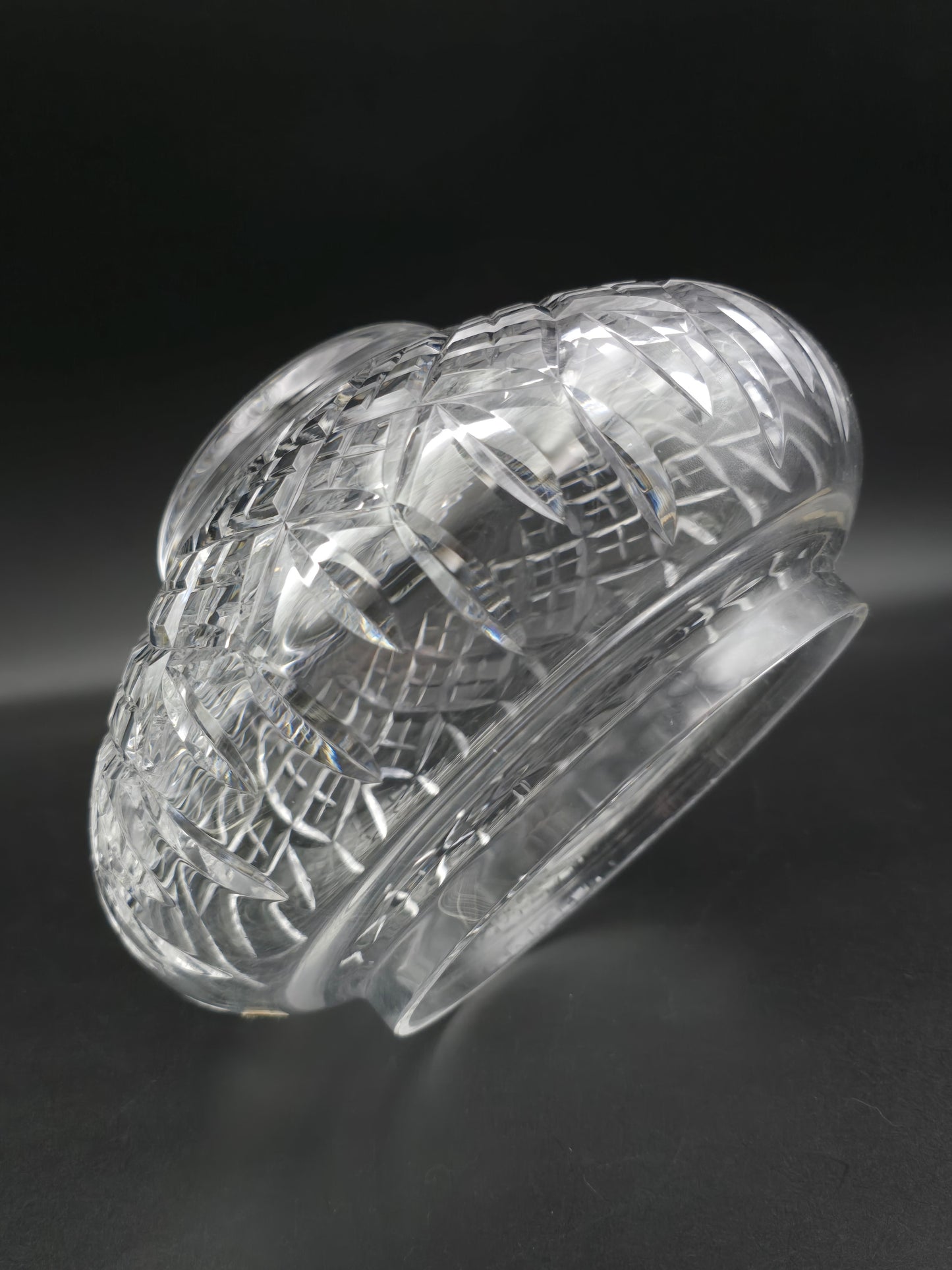 Stuart Crystal Shaftesbury Pattern Rose Bowl – Large 7.5" Vintage Posy Bowl – Heavyweight Cut Glass with Etched Mark & Starburst Base – 1.8kg Display Bowl