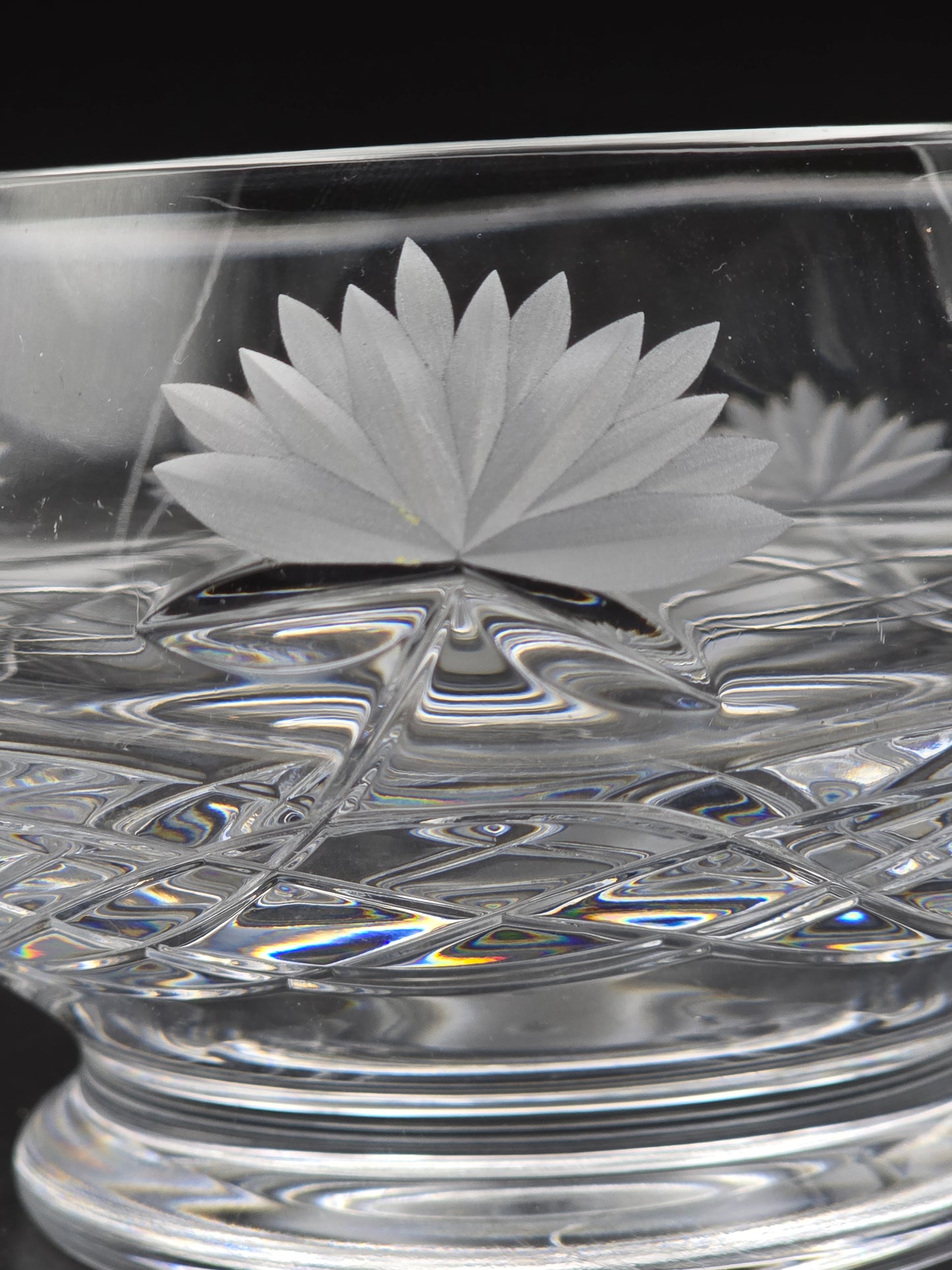Thomas Webb Crystal Rosebud Bowl with Water Lily Etch – 7″ (18 cm) Footed Posy Rose Bowl, Signed English Lead Crystal Vintage