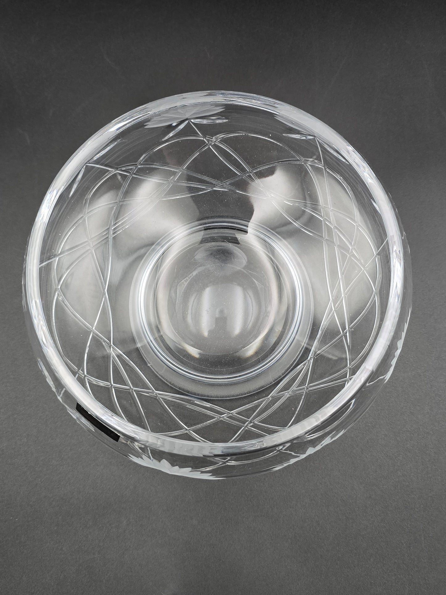 Thomas Webb Crystal Rosebud Bowl with Water Lily Etch – 7″ (18 cm) Footed Posy Rose Bowl, Signed English Lead Crystal Vintage