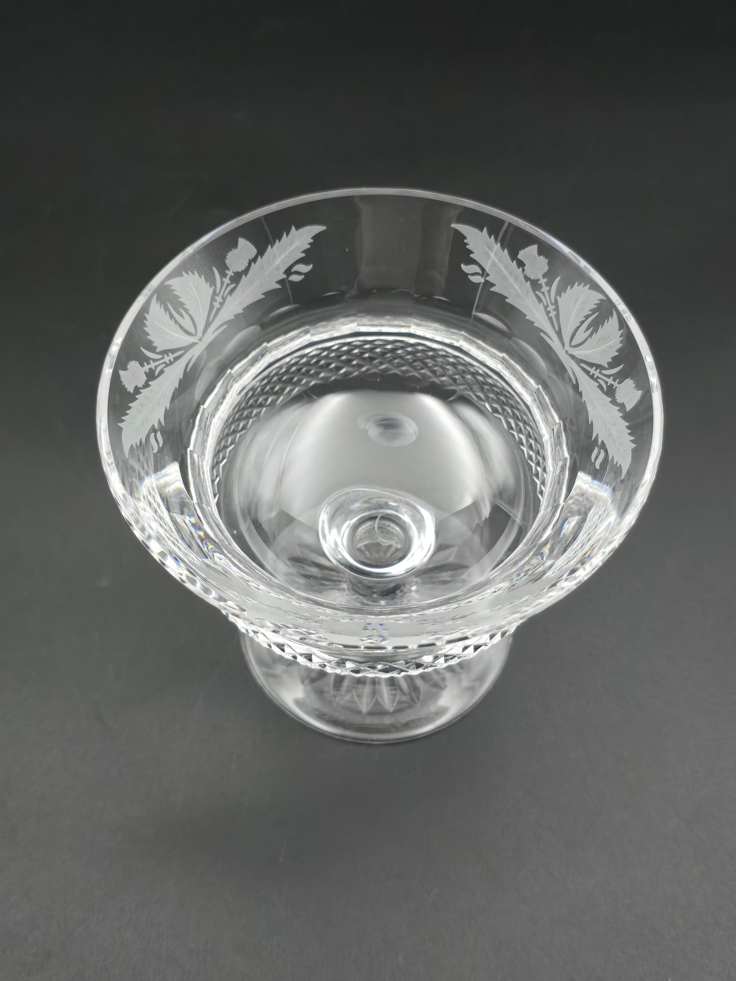 Set of 6 Mid Century Edinburgh Crystal Thistle Pattern Peach Melba Coupes. 300ml.