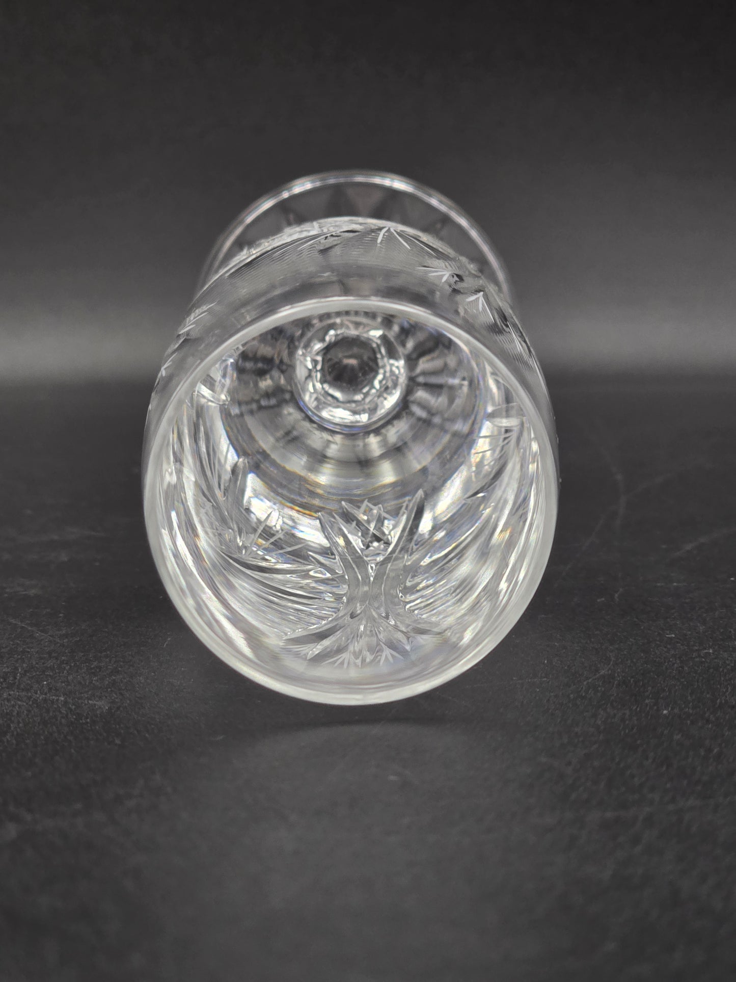 Pair of American Cut Pinwheel pattern fluted Crystal Champagne flutes. 200ml.