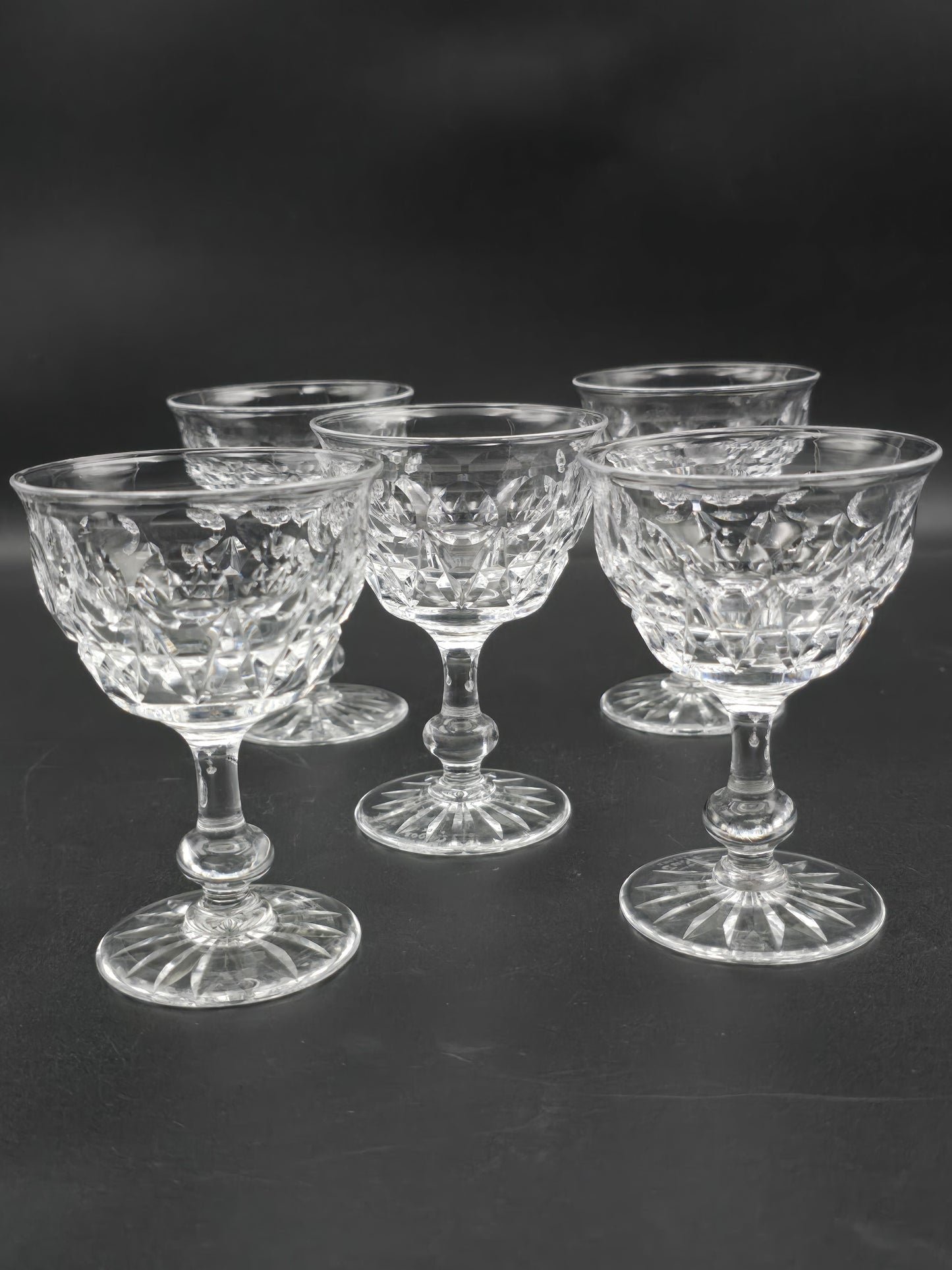 Set of 6 Tudor Crystal Raleigh Pattern English Crystal Coupe glasses 100ml