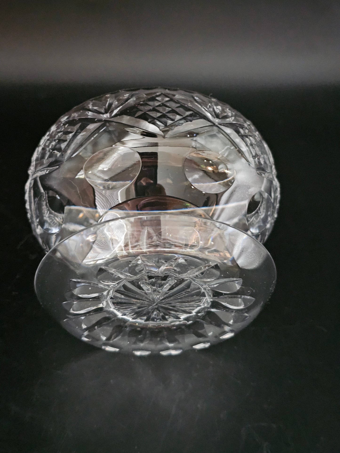Set of 6 Royal Doulton Georgian Pattern Crystal Starter or Dessert dishes with lipped saucers.