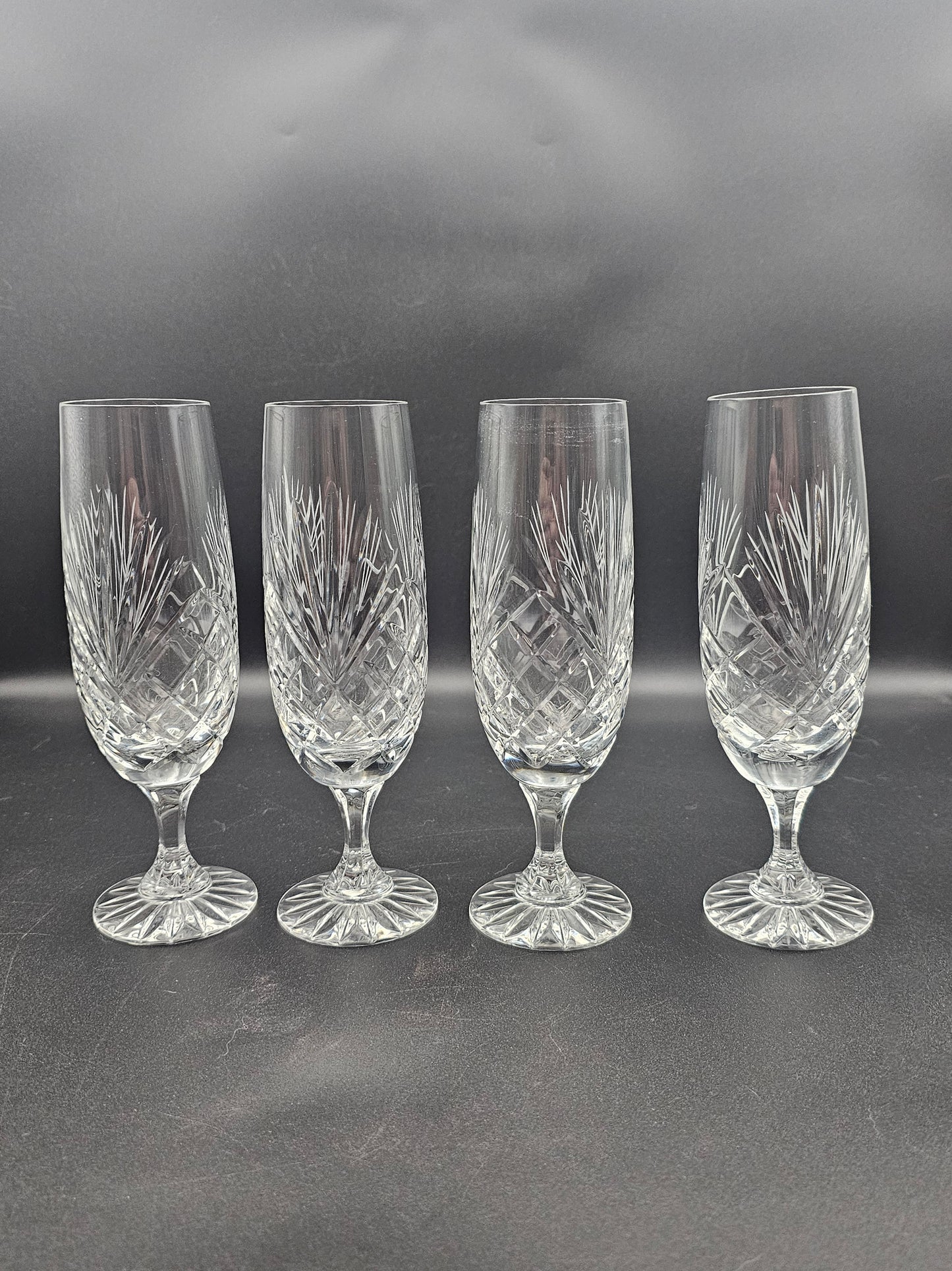 Set of 4 Short stem Crystal Champagne Flutes