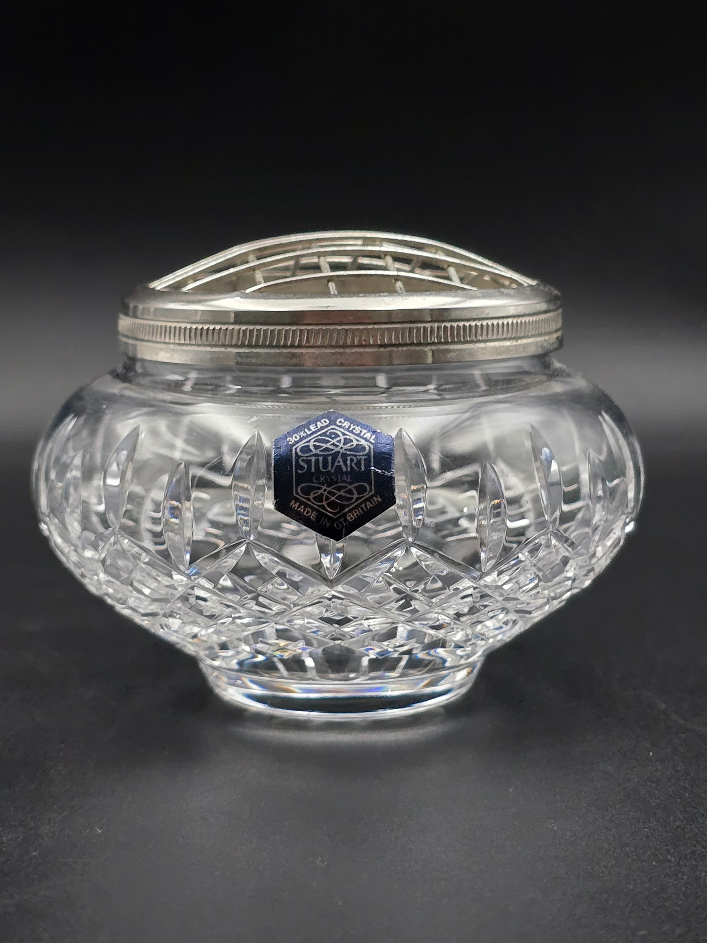 Stuart Crystal Shaftesbury Rose Bowl | Small 9cm Posy Vase | Star Cut Base | Etched Mark & Original Label | Made in England
