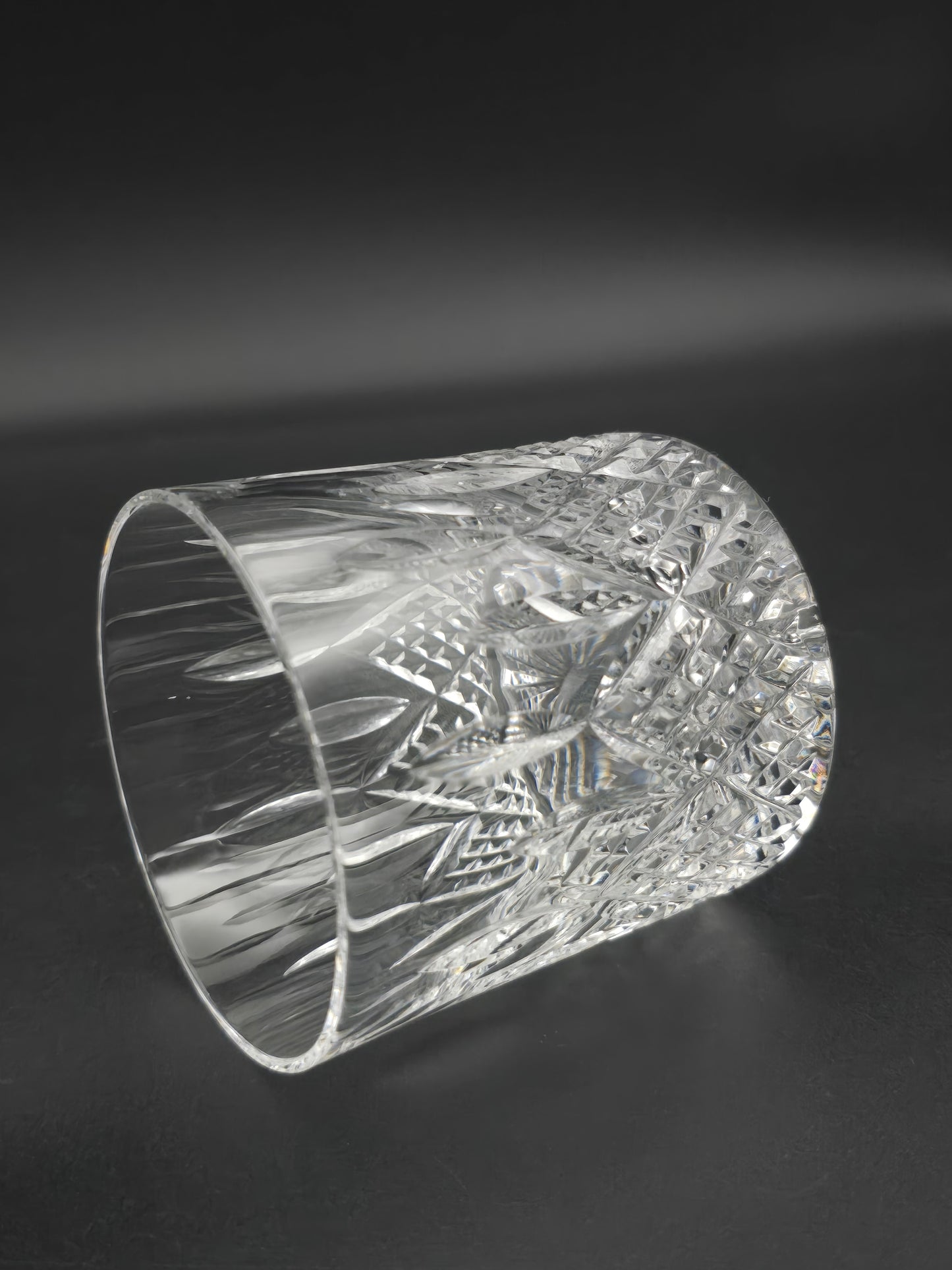 Boxed Set of 4 Stuart Crystal Hamilton Pattern Tumblers – 8 oz Heavy-Base Cut Crystal – England c. 1930s–50s