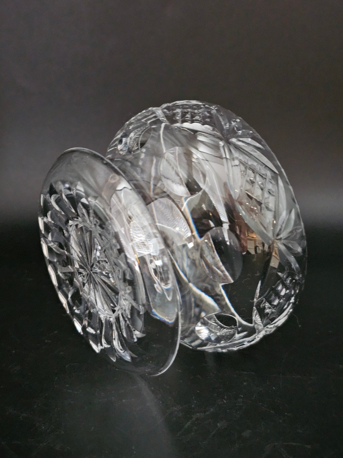 Set of 6 Royal Doulton Georgian Pattern Crystal Starter or Dessert dishes with lipped saucers.