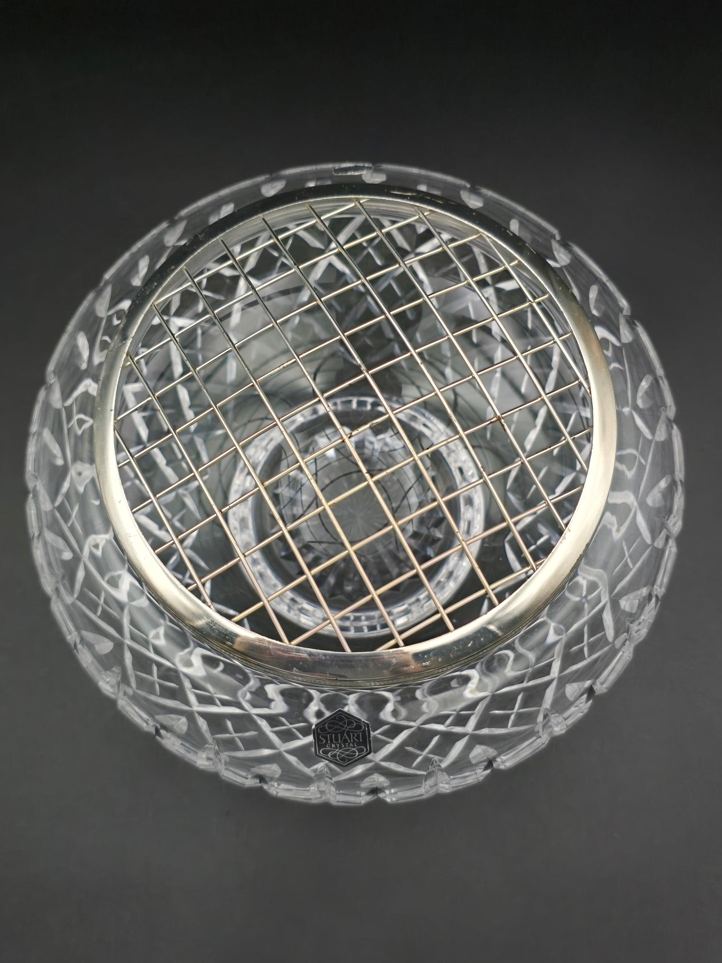 Stuart Crystal Shaftesbury Pattern Rose Bowl – Large 7.5" Vintage Posy Bowl – Heavyweight Cut Glass with Etched Mark & Starburst Base – 1.8kg Display Bowl